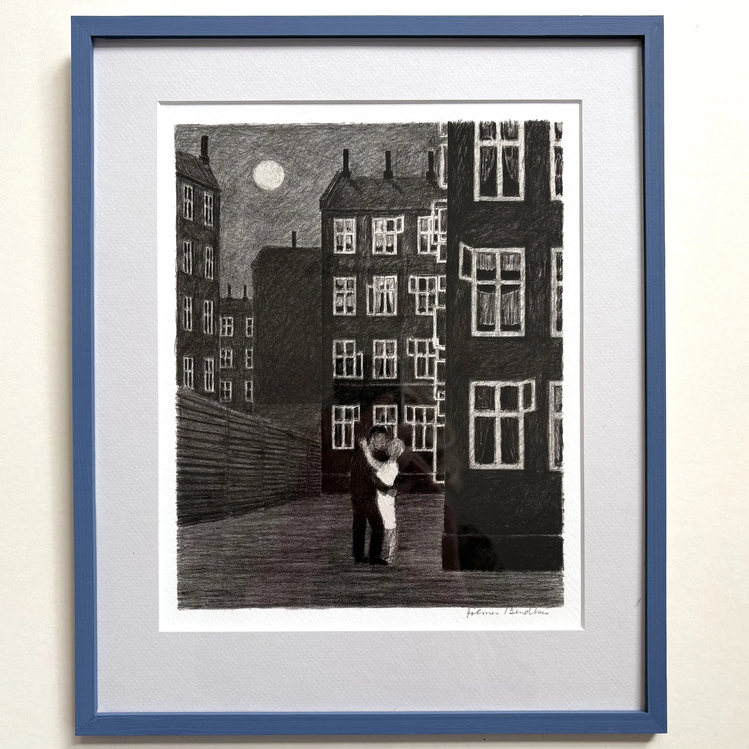 Reprint of an original lithograph made by Folmer Bendtsen, with hand painted frame