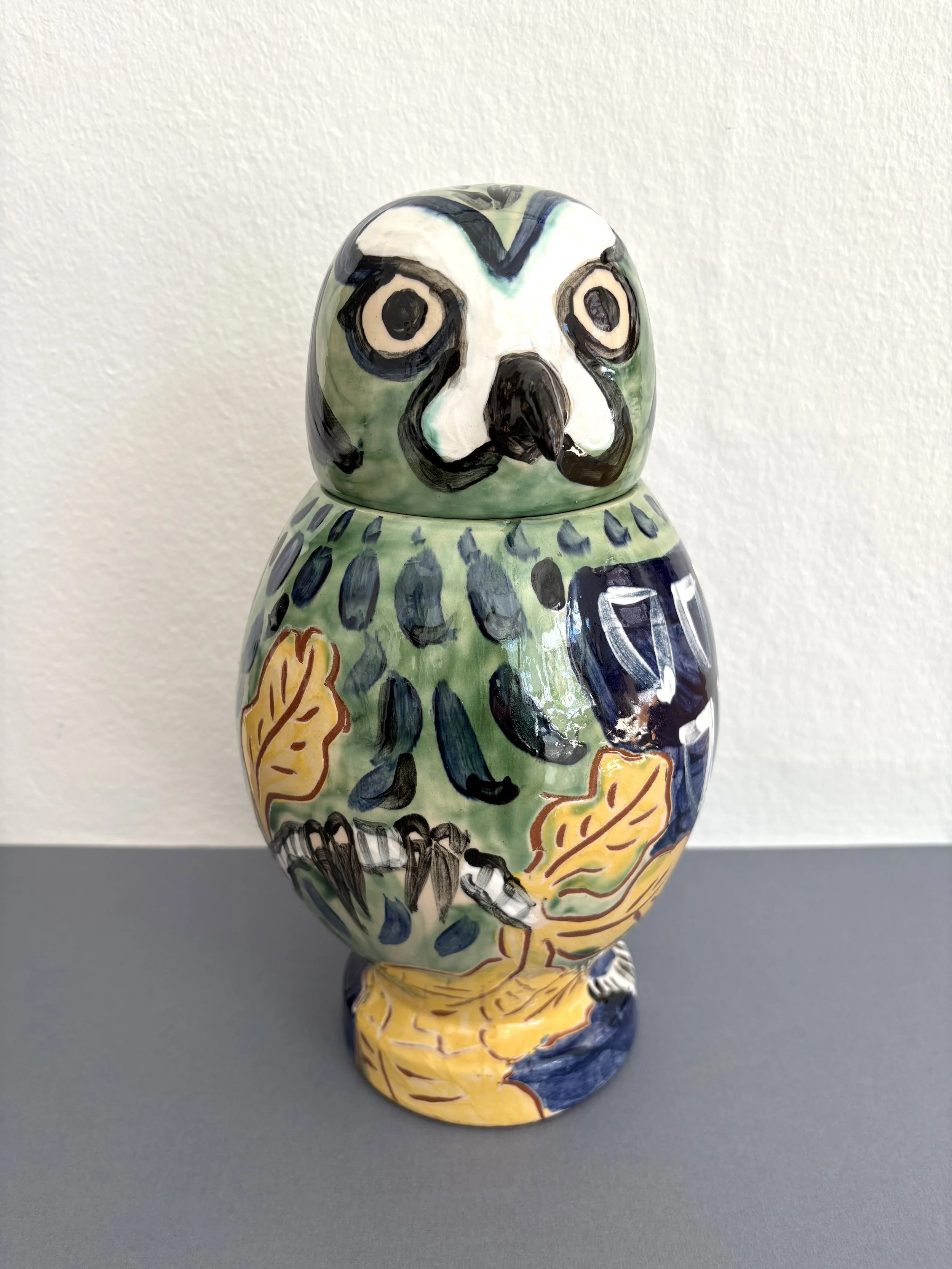 Pylle Søndergaard, ‘Owl With Lid’, ceramic unique piece made of glazed pottery