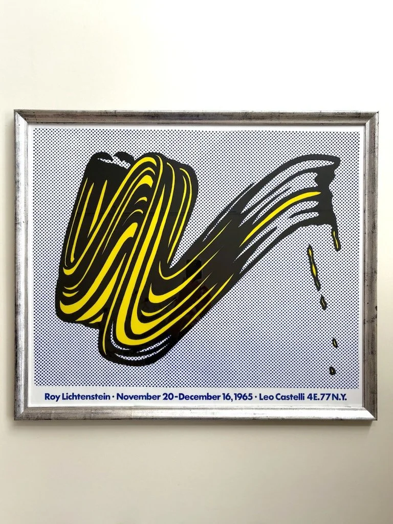 Roy Lichtenstein, original lithographic poster from 1965, with hand silvered frame