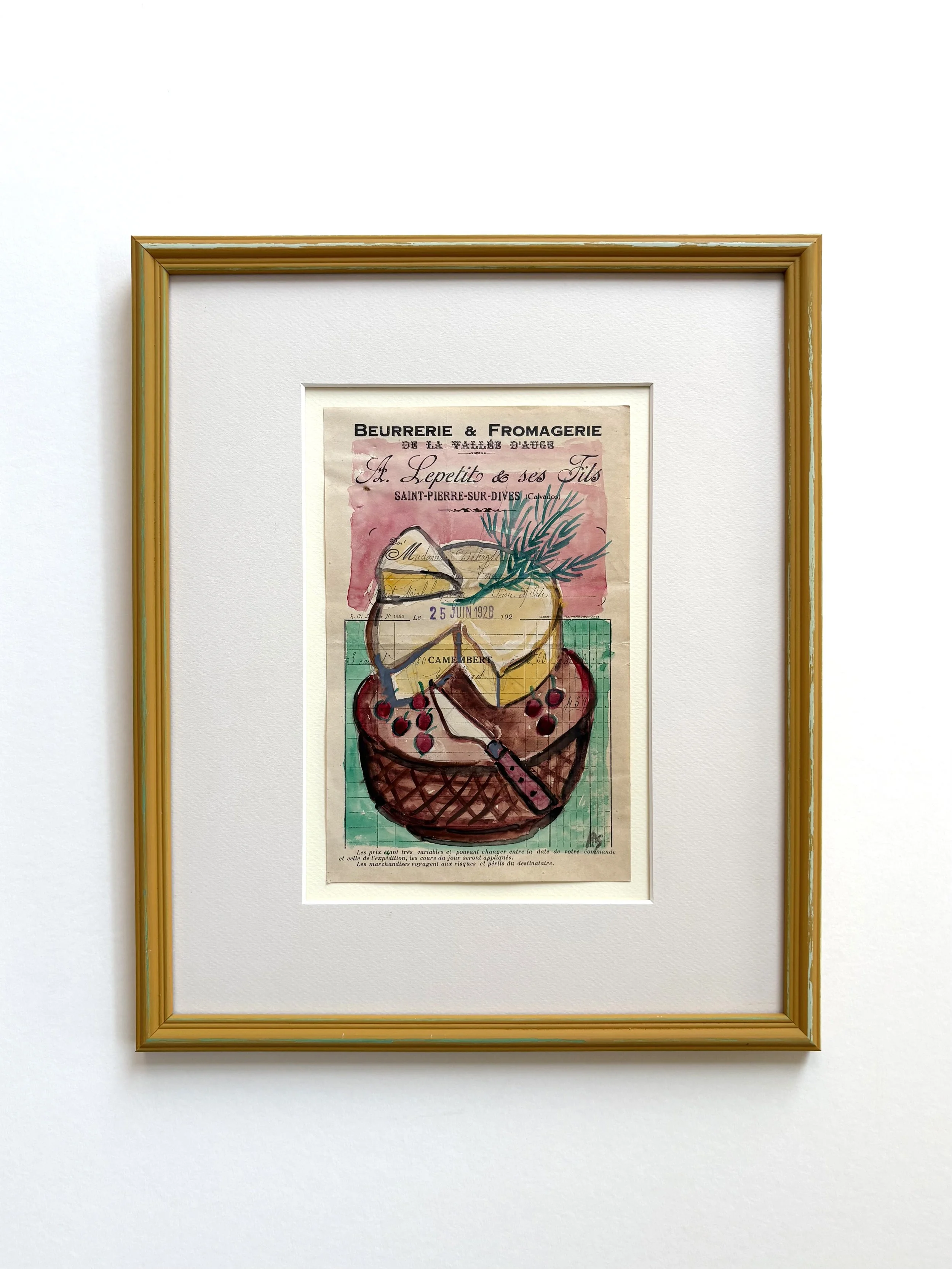 Pylle Søndergaard, unique tempera drawing, in hand painted frame