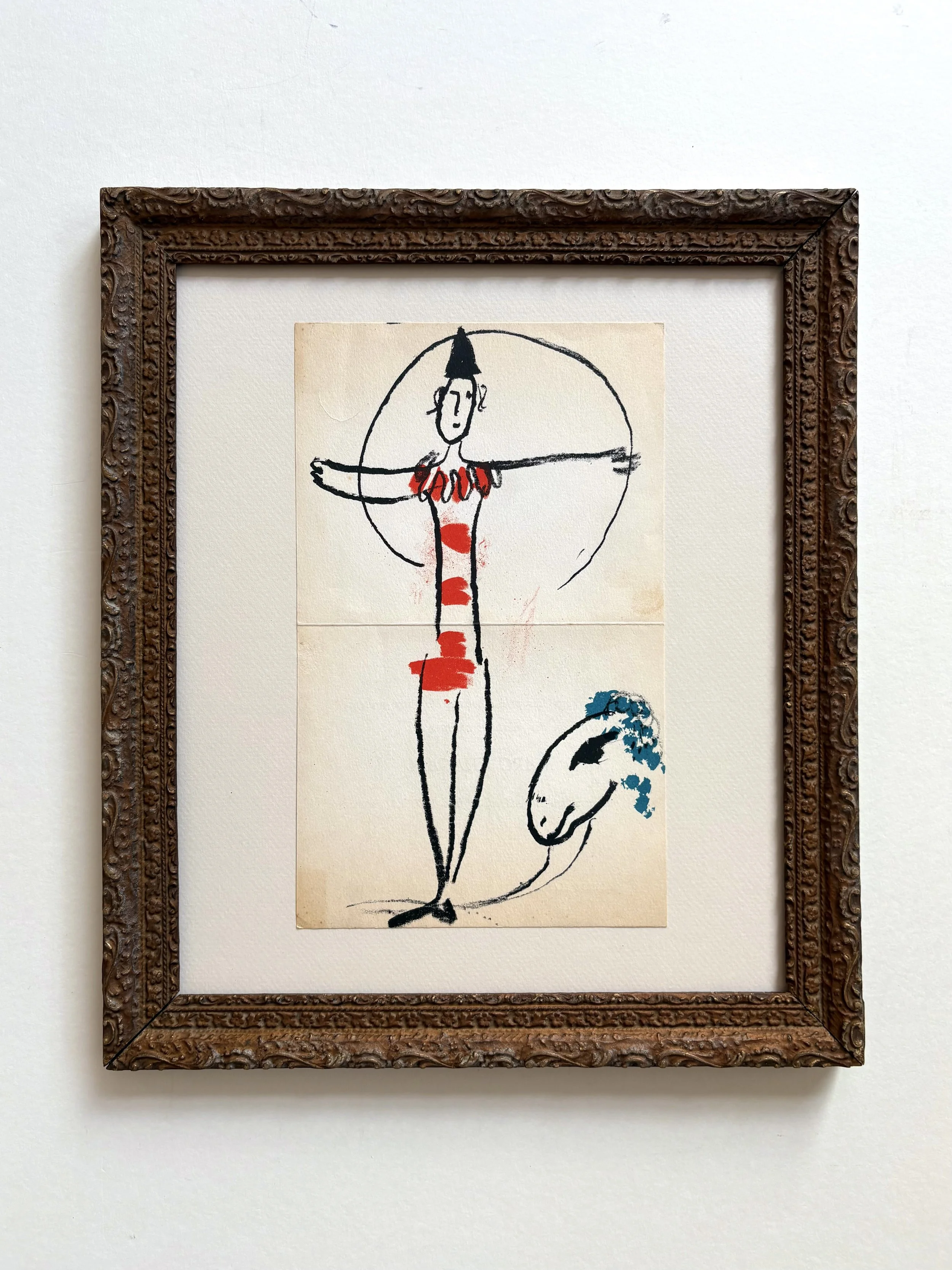 Marc Chagall,  exhibition invitation for Marc Chagall’s "Peintures récentes" in 1957, with an antique frame