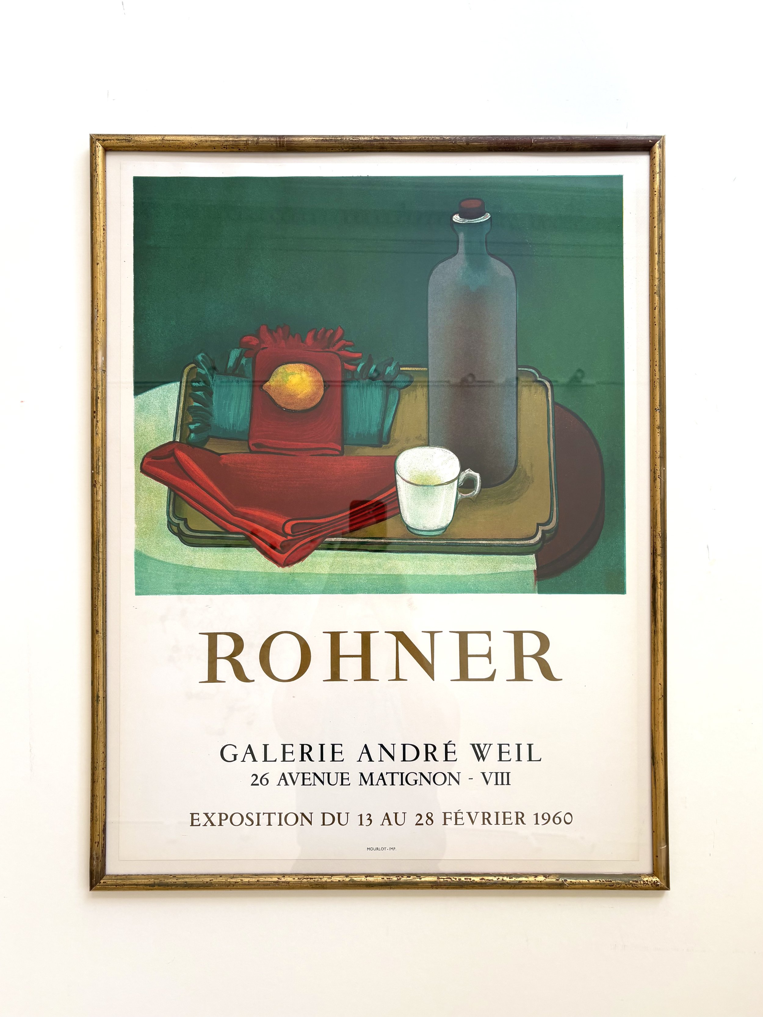 Georges Rohner, original lithographic poster , with antique gold frame