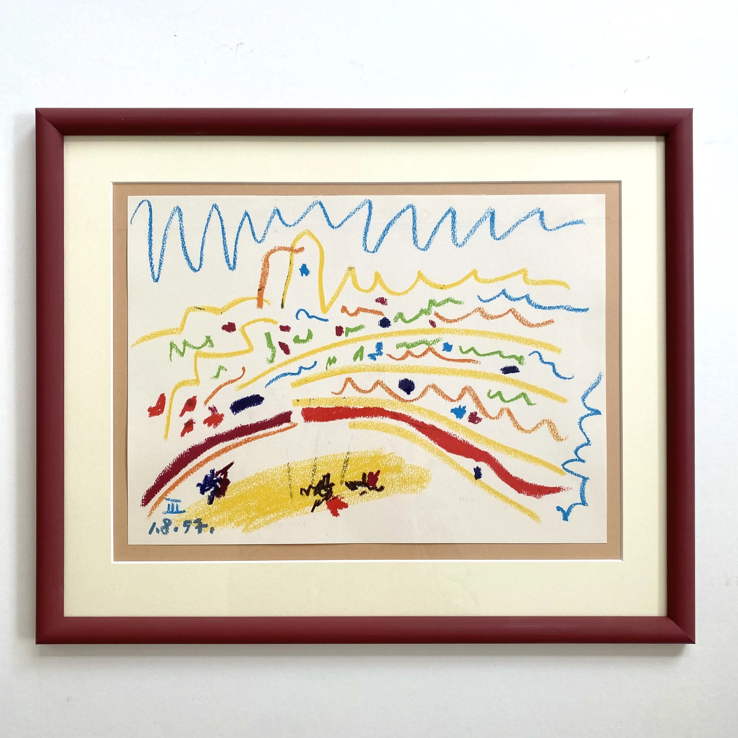 Pablo Picasso, original lithographic print from 'Toros y Toreros' from 1993, with hand painted frame