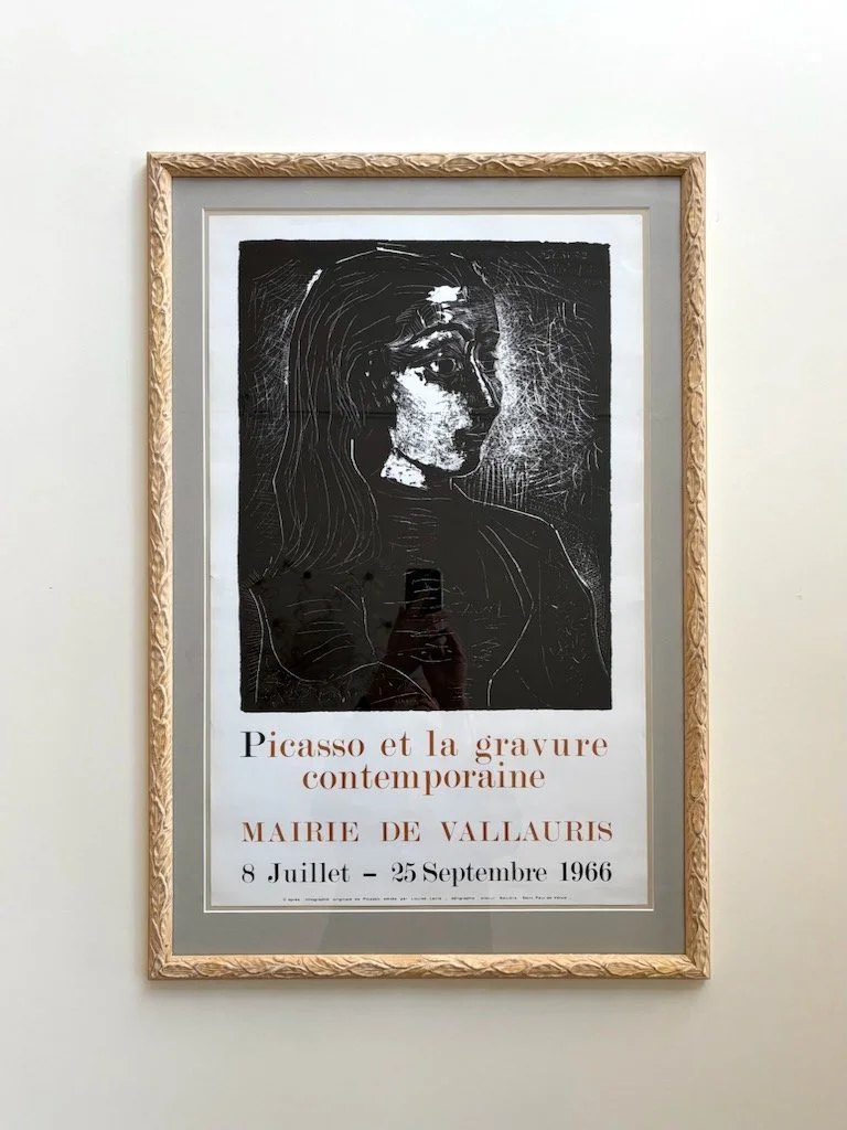 Pablo Picasso, original lithographic poster from 1966, with hand painted frame