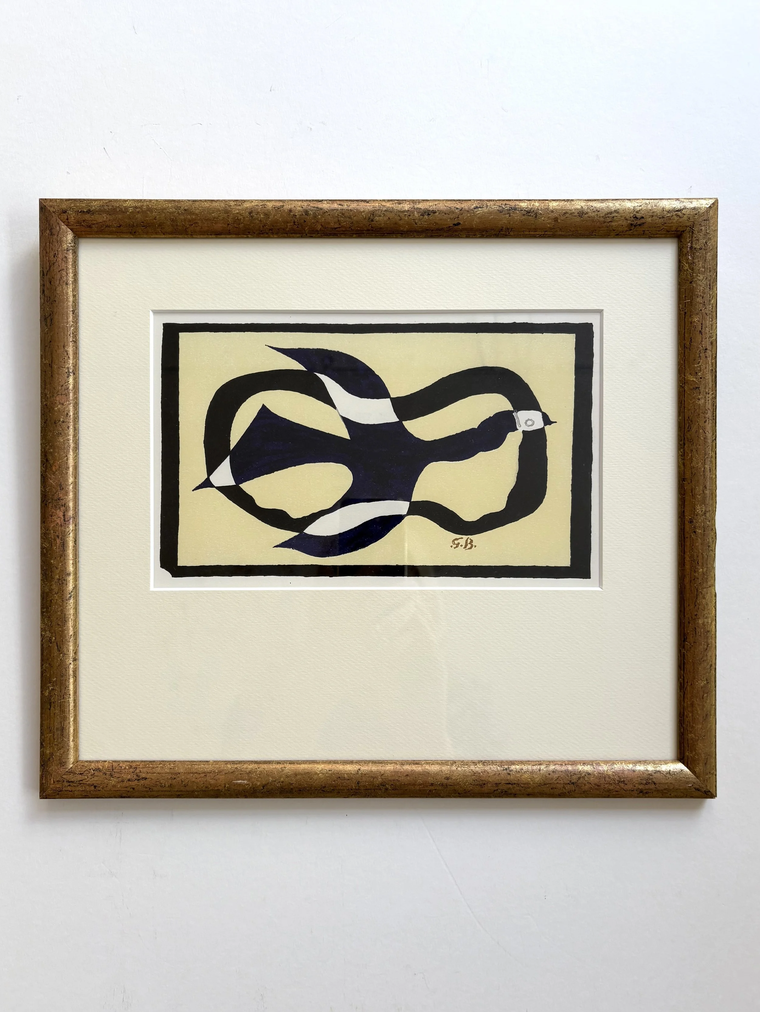 Georges Braque,  a smaller lithograph from 1963, with antique frame