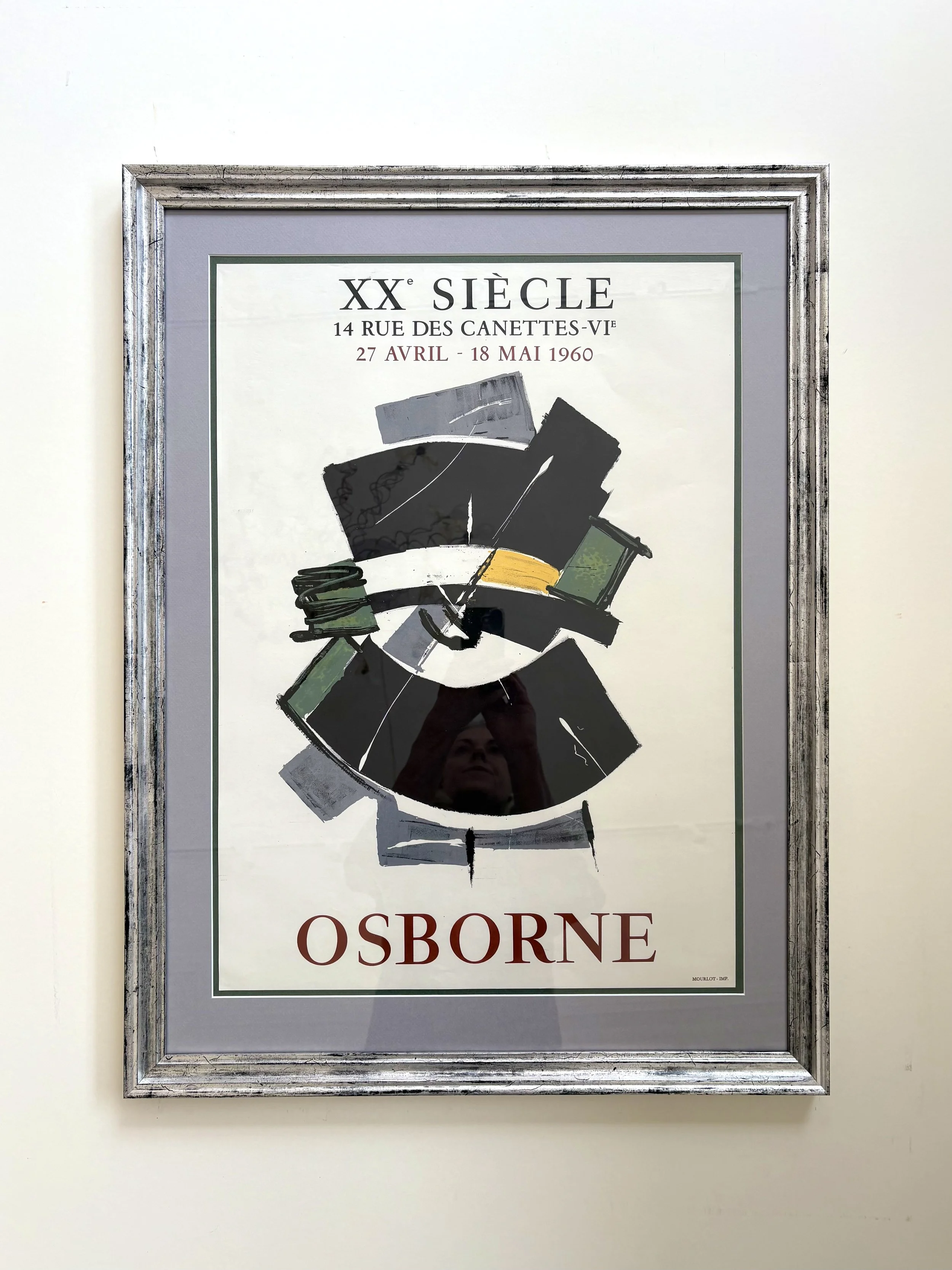 Lithographic poster from 1960, with art  done by Timothy Osborne, with a hand silvered frame