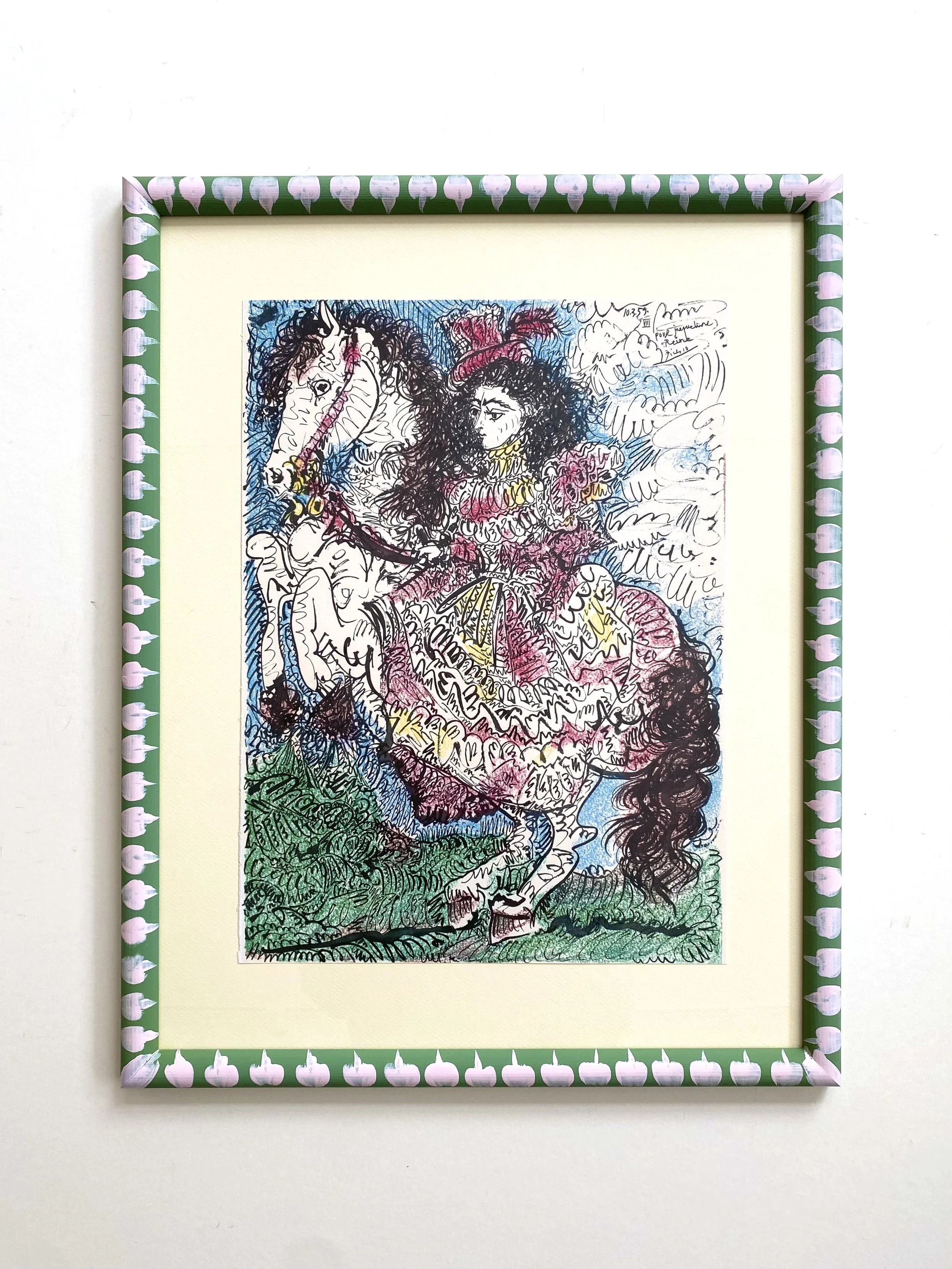 Pablo Picasso, original lithographic print from 'Toros y Toreros' from 1993, with hand painted frame