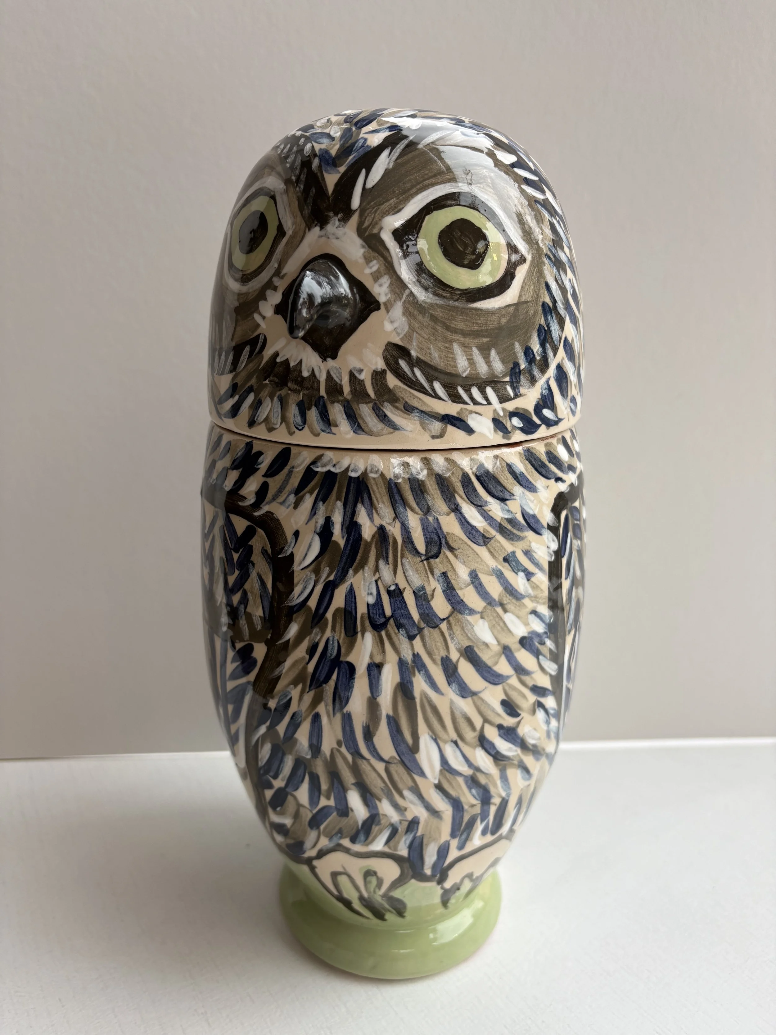 Pylle Søndergaard, ‘Owl With Lid’, ceramic unique piece made of glazed pottery