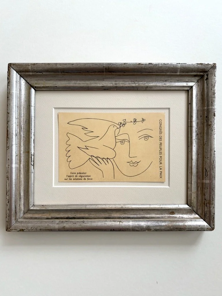 Pablo Picasso, original vintage card, with hand silvered frame