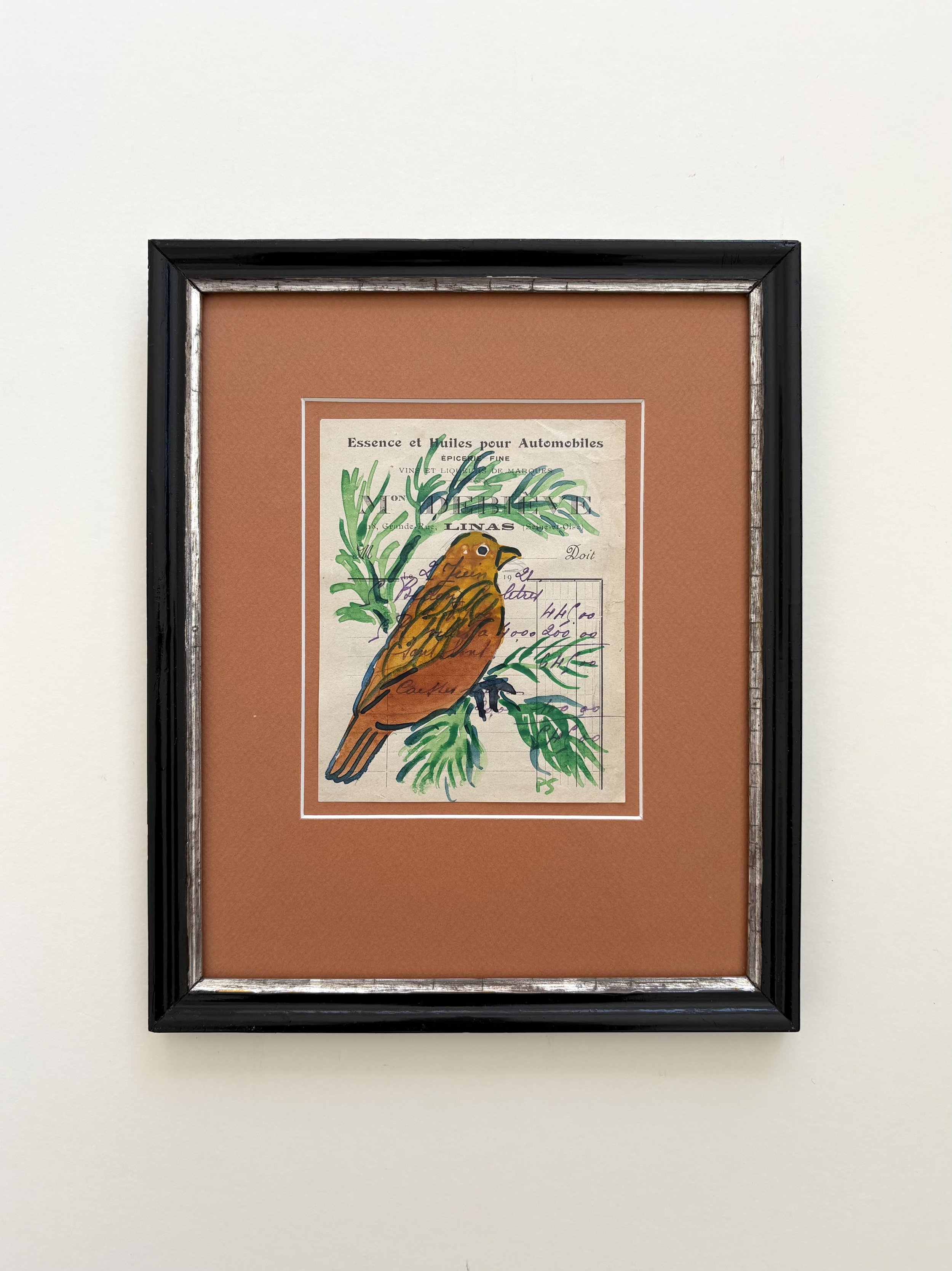 Unique tempera drawing by Pylle Søndergaard, with antique frame