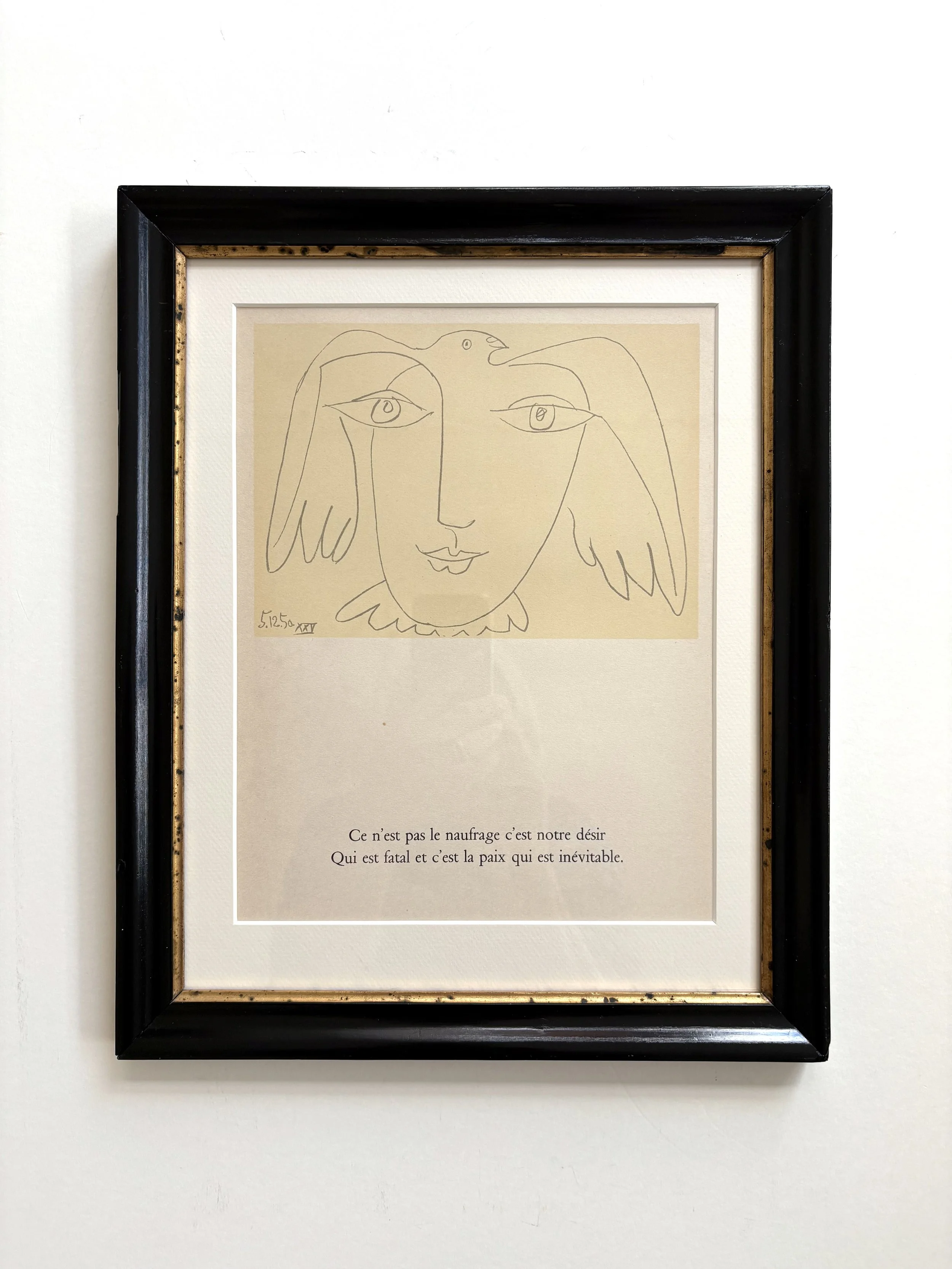 Lithographic illustration by Pablo Picasso, with antique frame