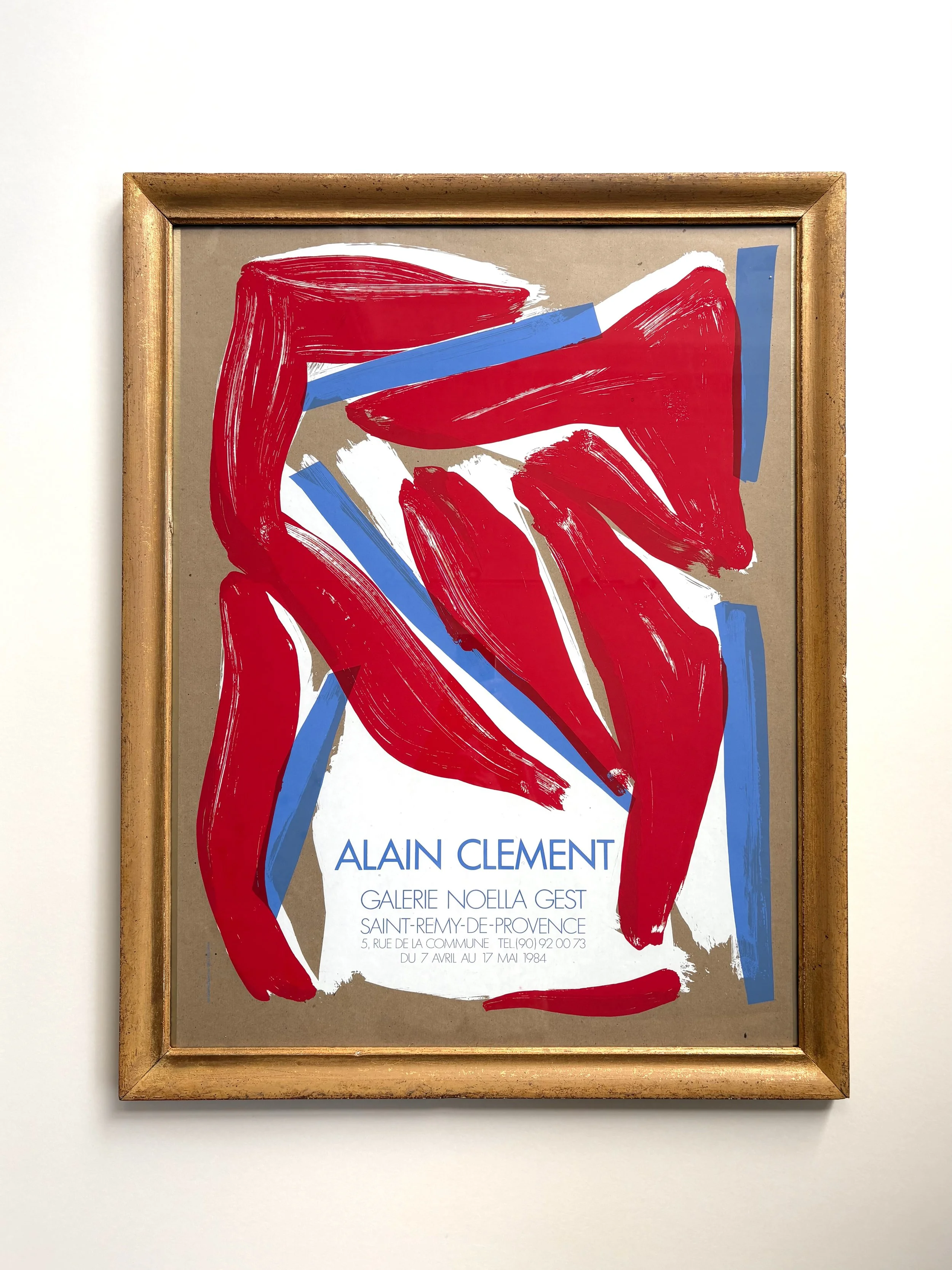 Alain Clément, original lithographic poster from 1984, with antique hand gilded frame