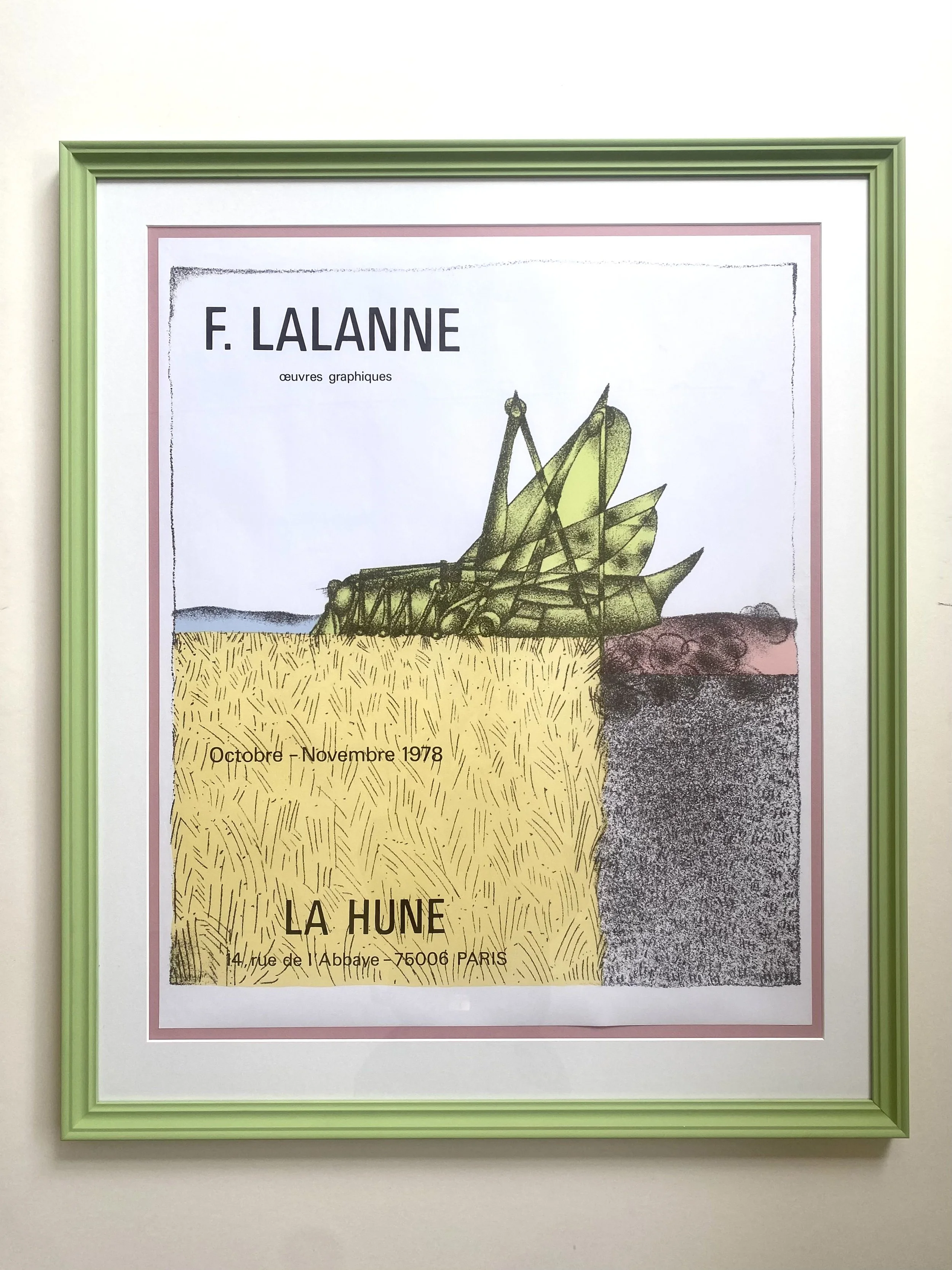 François-Xavier Lalanne, original lithographic poster from 1978, with hand painted frame