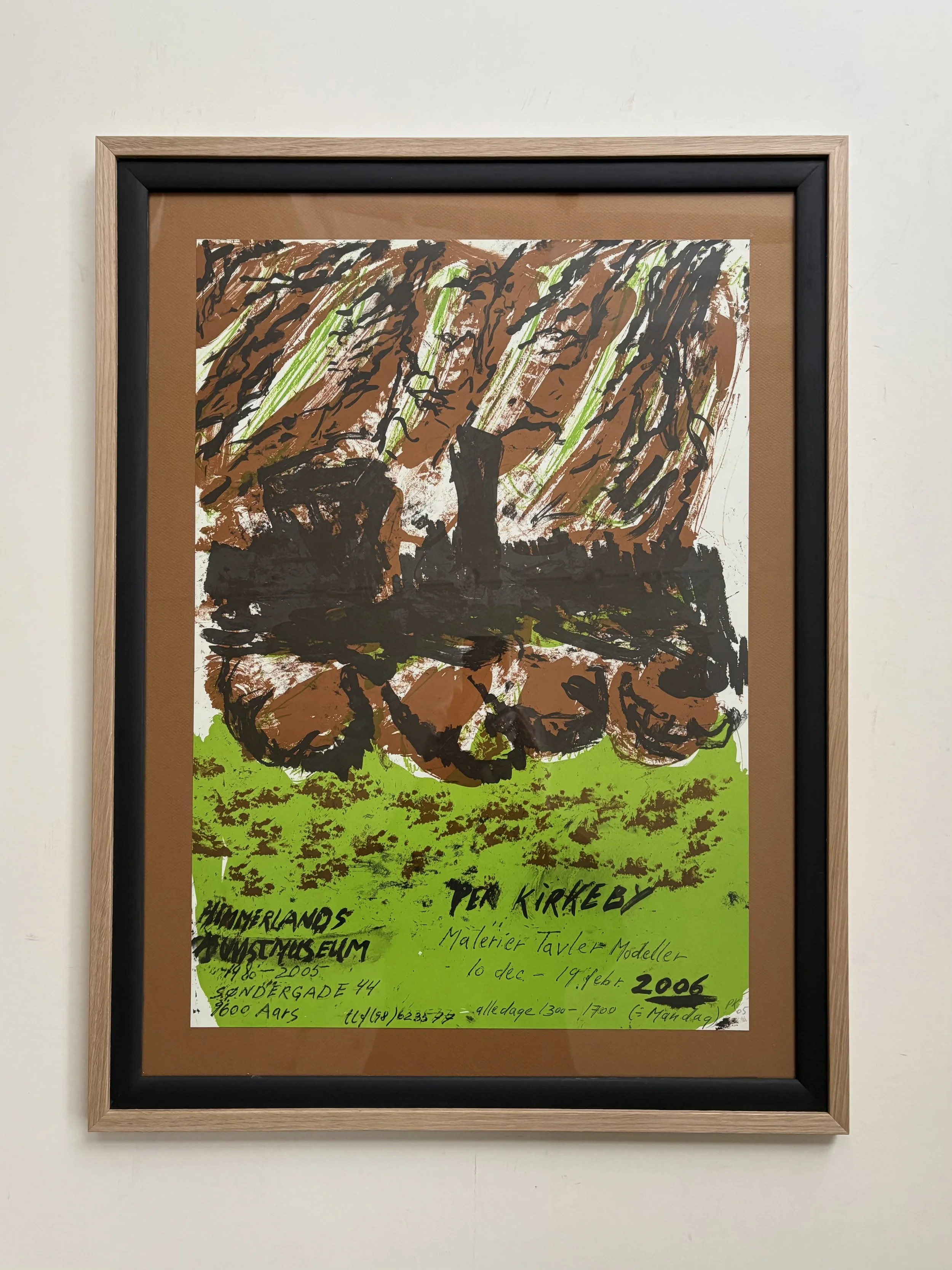 Per Kirkeby, original lithographic poster from 2006, with double frame