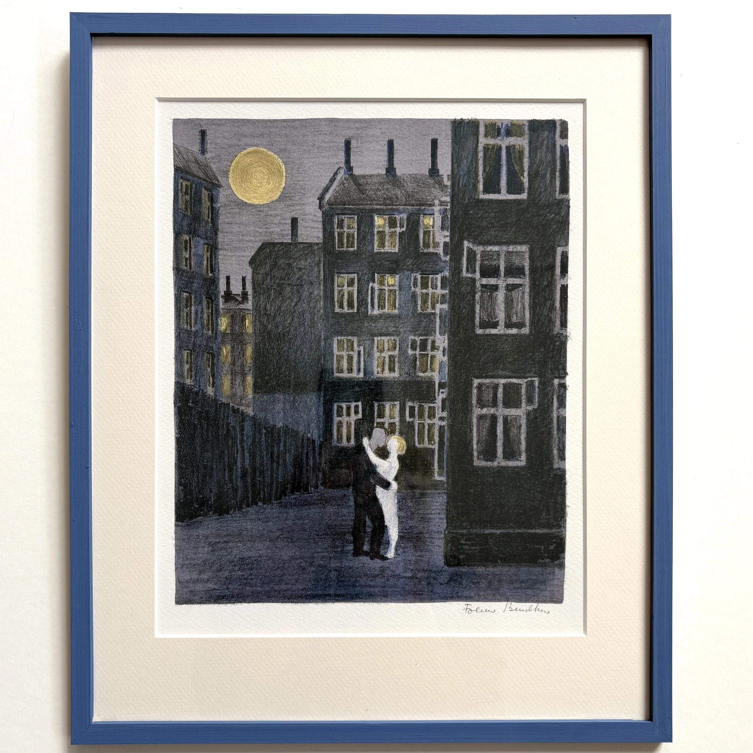 Reprint of an original lithograph made by Folmer Bendtsen, with hand painted frame