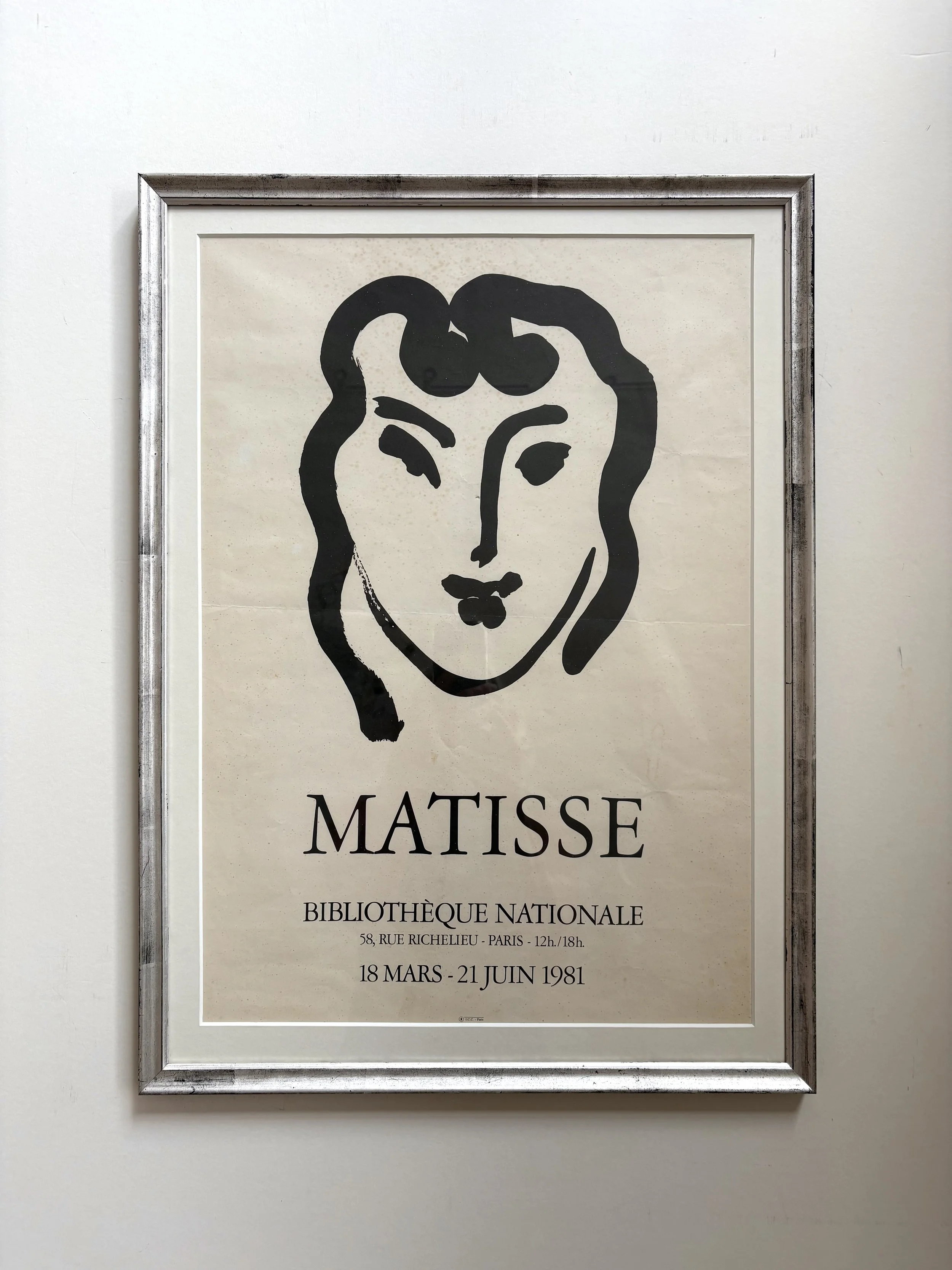 Henri Matisse, original lithographic poster from 1981, with handsilvered narrow frame