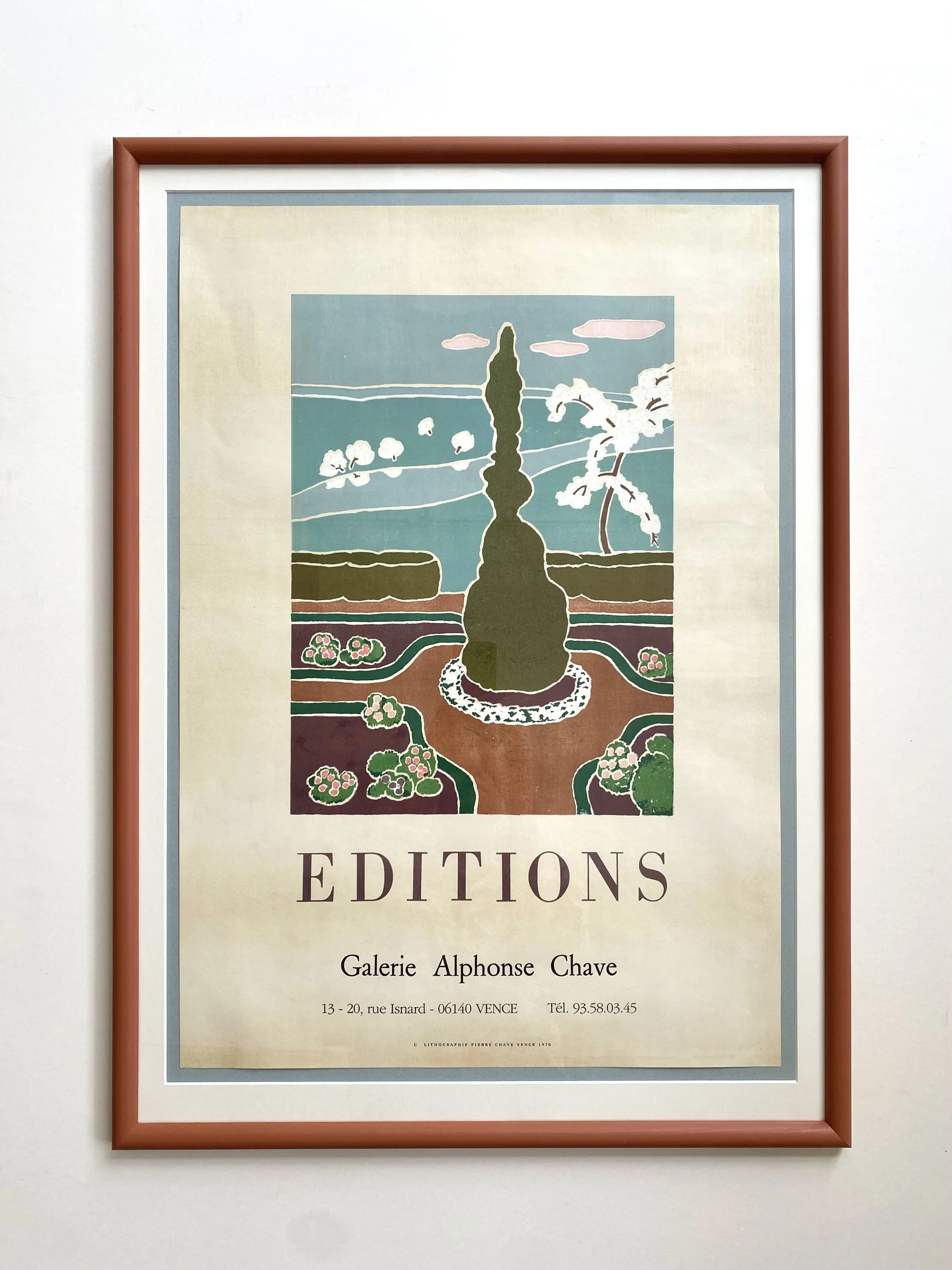 SRD, original lithographic poster from 1970, with hand painted frame