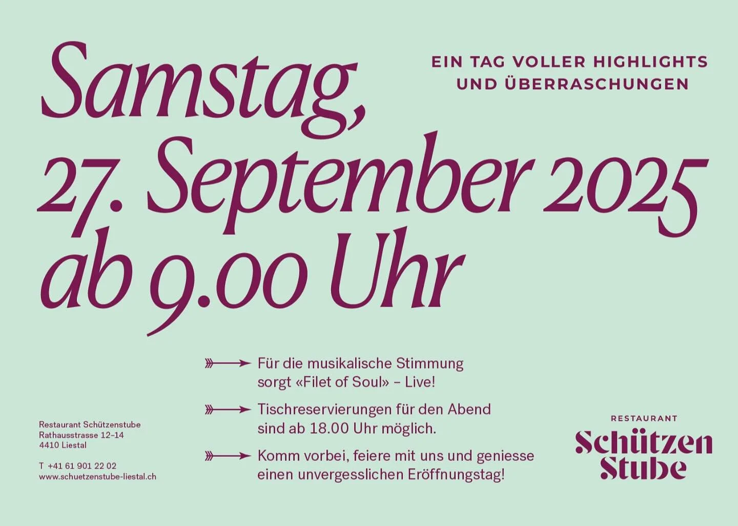 Samstag, 27.9.2025 im Stedtli Liestal -&gt; auf in die neue Sch&uuml;tzenstube!👩&zwj;🍳🍷🍻
