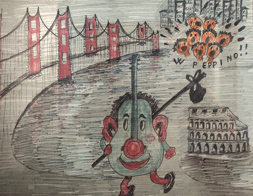 Join me and some of my favorite musicians to study, play, and travel the world. (drawing by Ada D’Amico - mia Mamma)