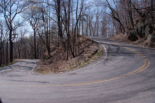 One of the many switchbacks on Skyuka Mountain.