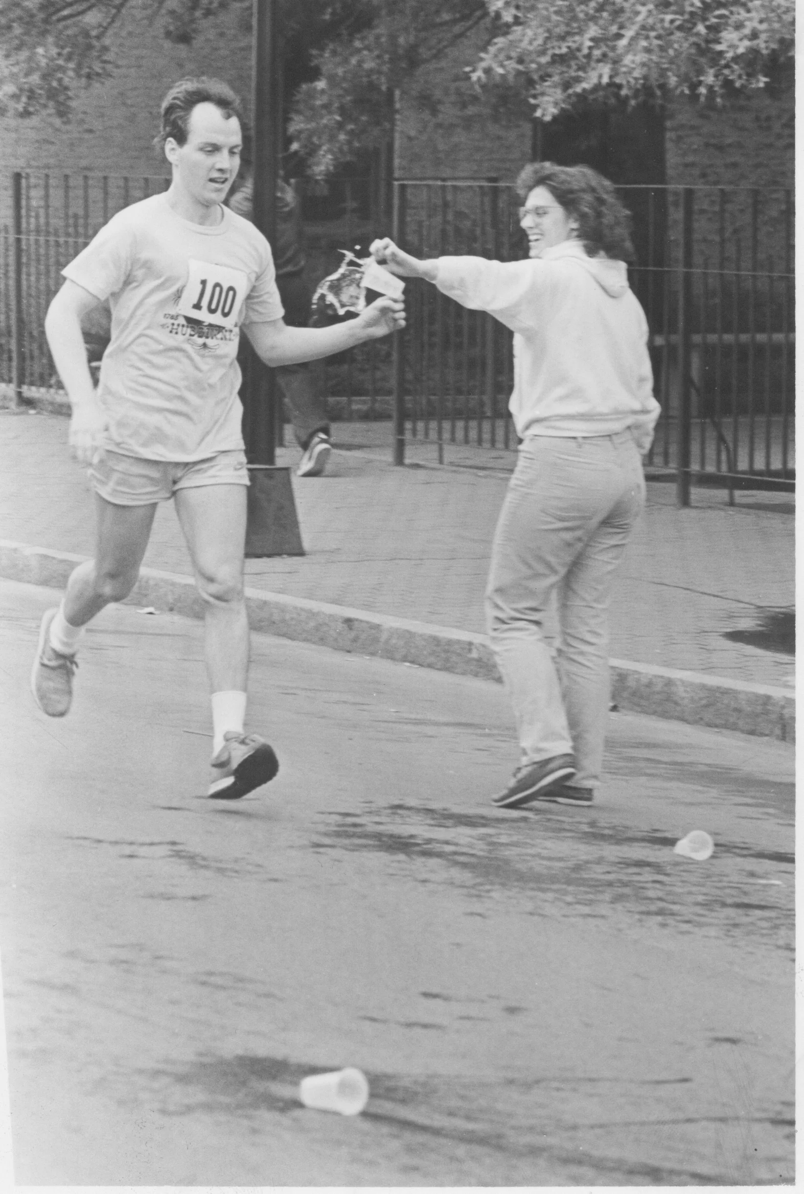 That's my future wife, Barbara, and I misconnecting at a water stop. 