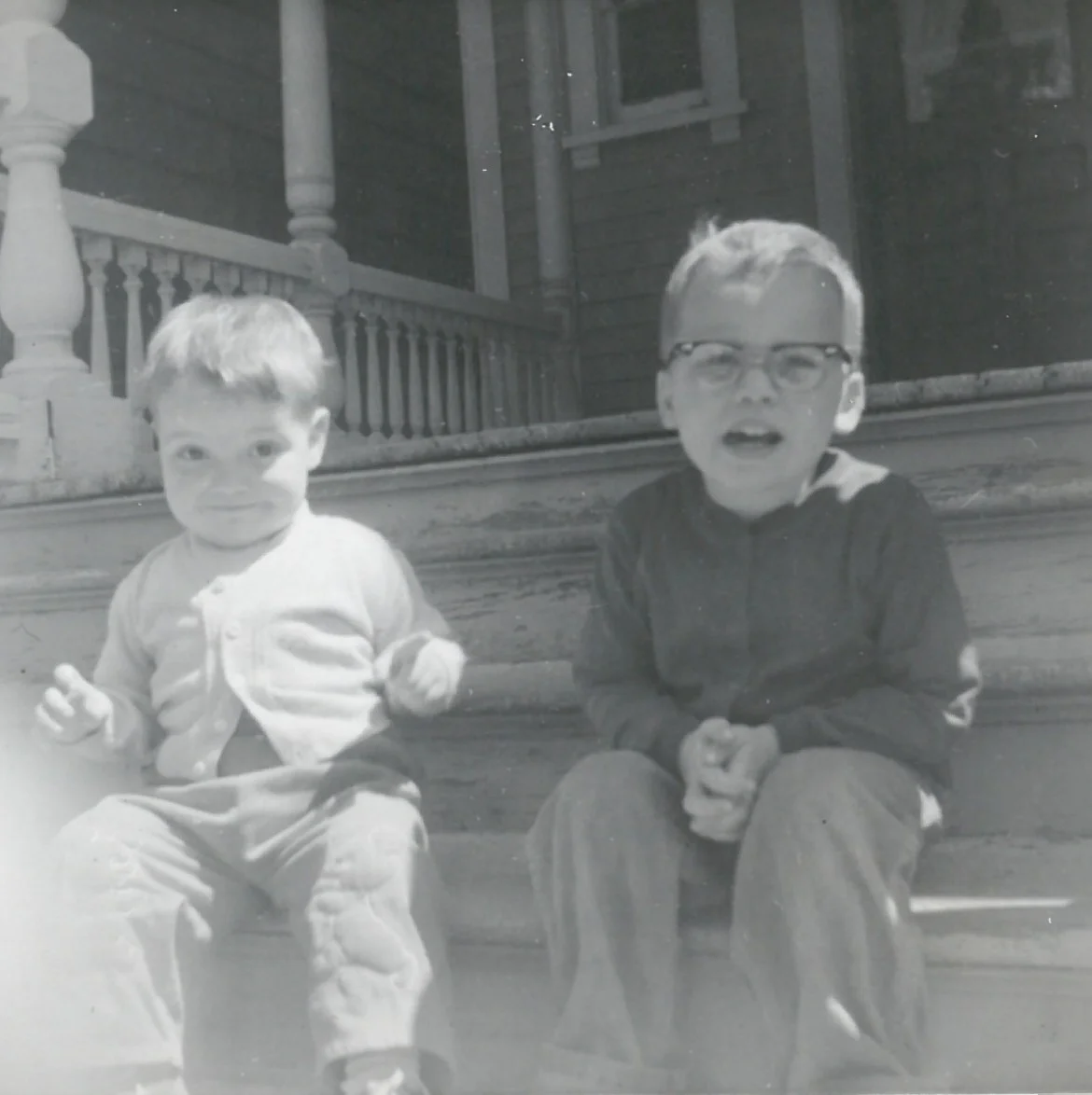 Me and my brother Ken on the front porch of 428 Union St.