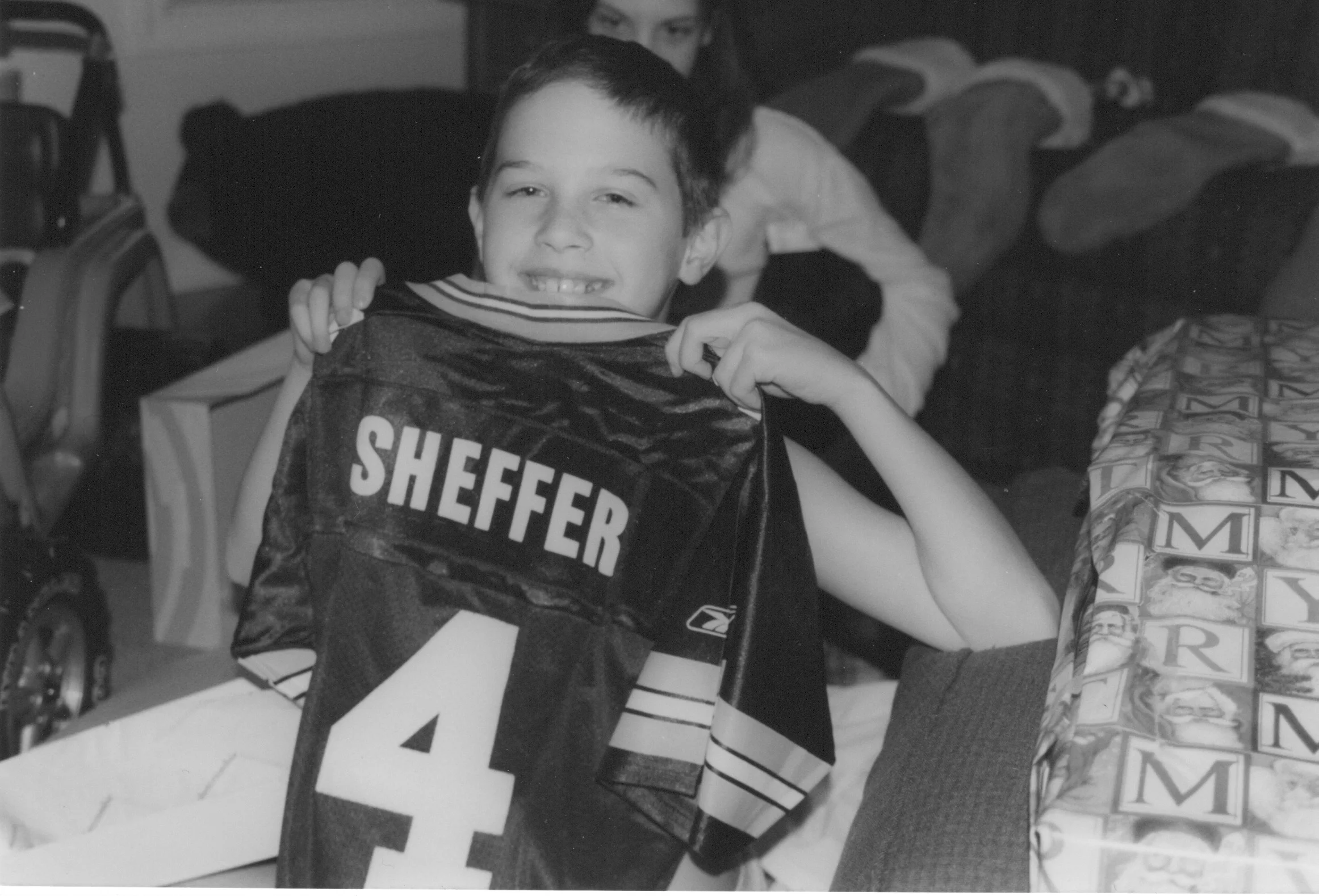Christmas at the Sheffer house was often green, here for Peter.