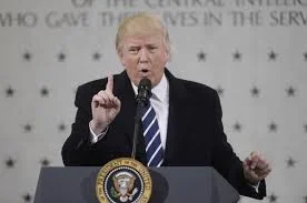 President Trump at CIA headquarters on Jan. 21 where he complained about media reports on the size of the crowd for his inauguration. 