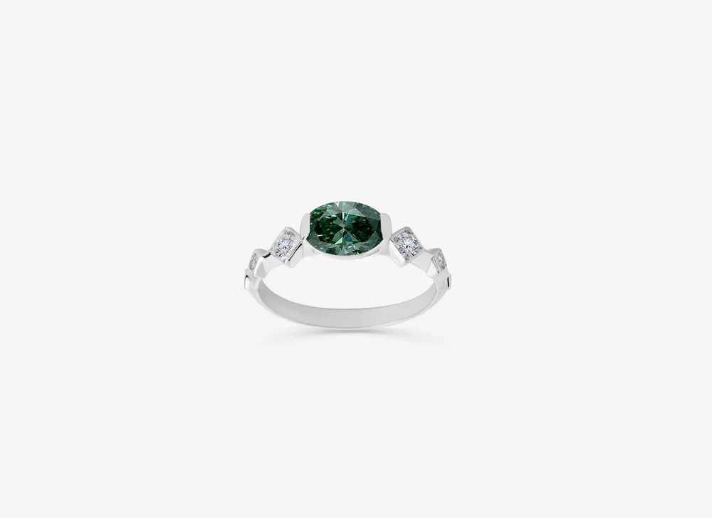 Bague Diamant Vert Bague De Fiançailles Diamant Vert Diabolo – Or 18 Ct PERSTA