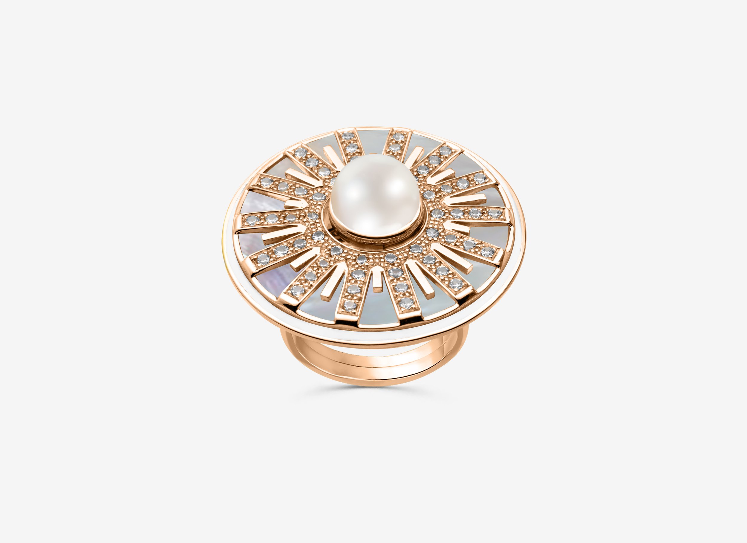 Bague Soleil, haute joaillerie éthique à Paris - Or rose - Perle Akoya du Japon