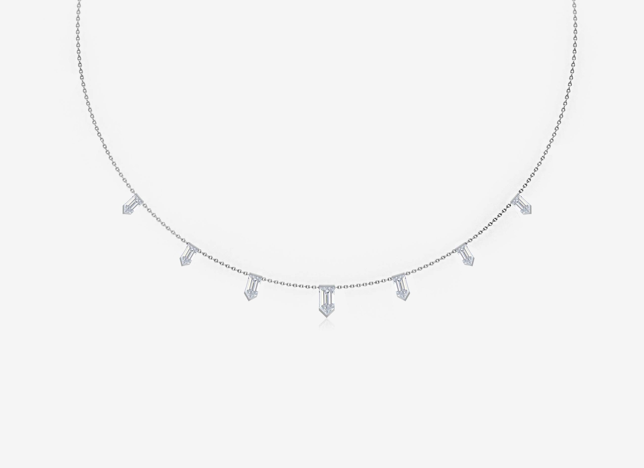 Collier, rivière de diamants en or blanc palladié rhodié - Persta