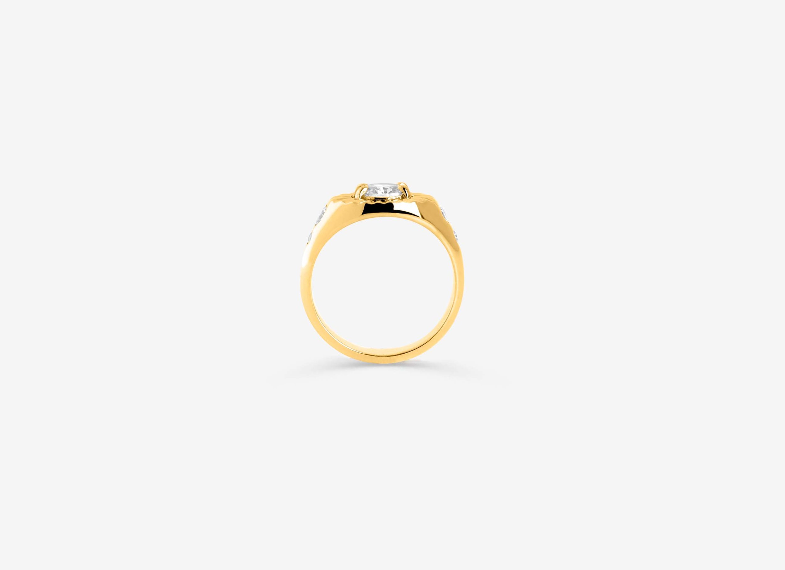 Chevalière PERSTA - Diamants - Or jaune 18 carats Profil