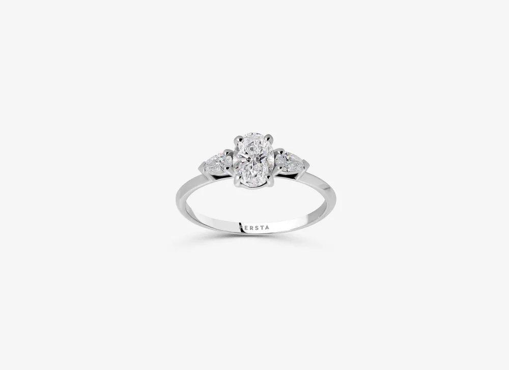 Bague Fiançailles Or Blanc 18 Carats – Diamant 0.62ct VS1 F Créé En Labo
