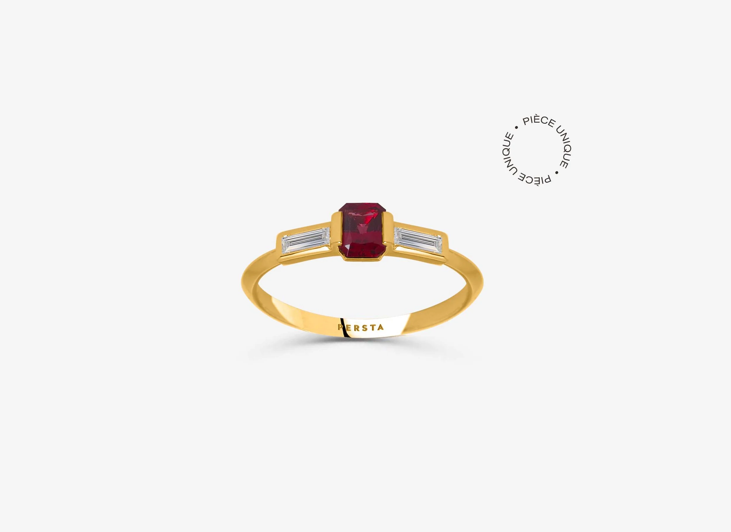 Solitaire épaulé | Spinelle taille emeraude et diamants baguettes