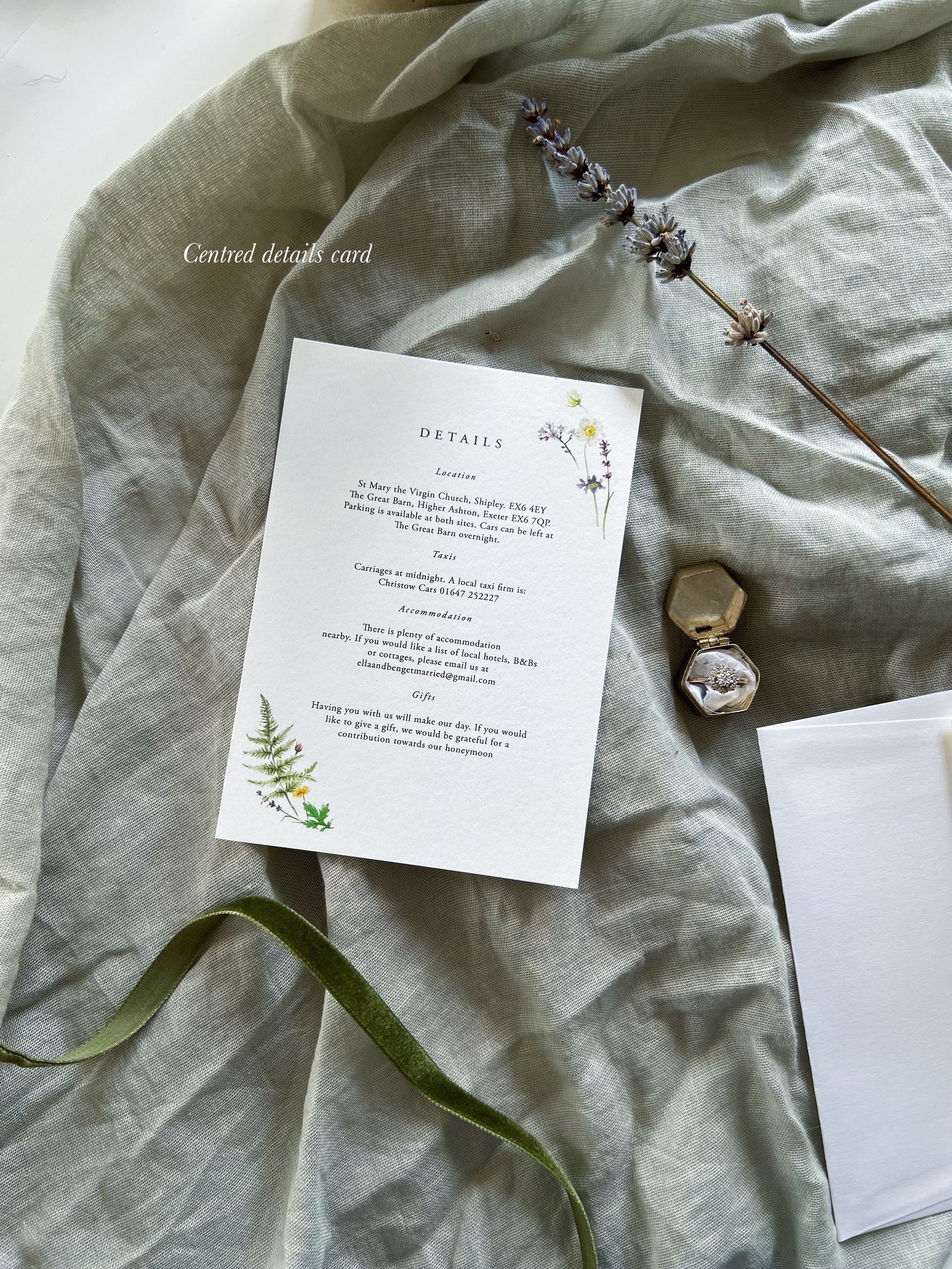 English Garden Floral Illustrated Cottage Core Luxury Wedding Invitation Suite UK