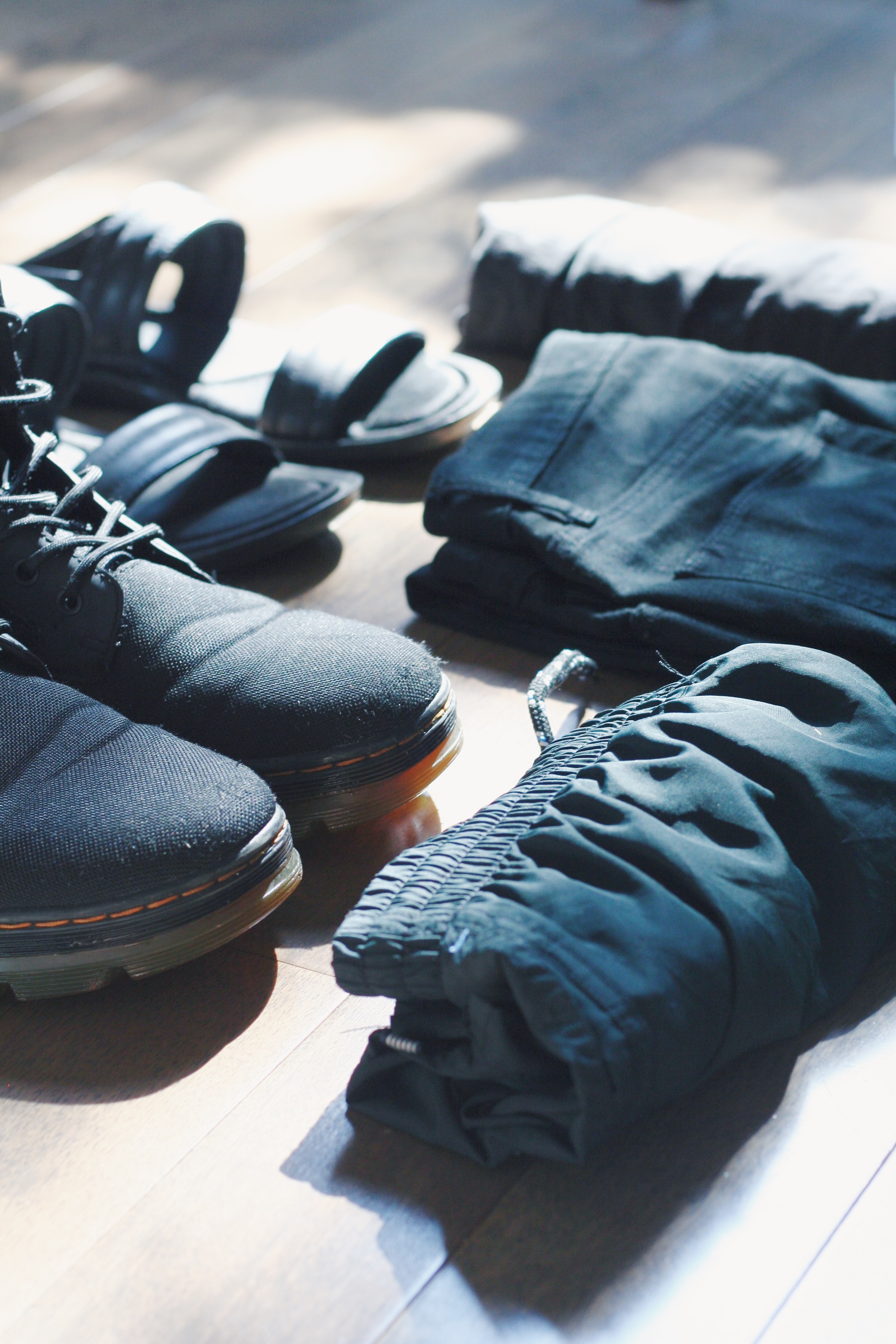My Dr. Martens canvas boots , and one swimsuit