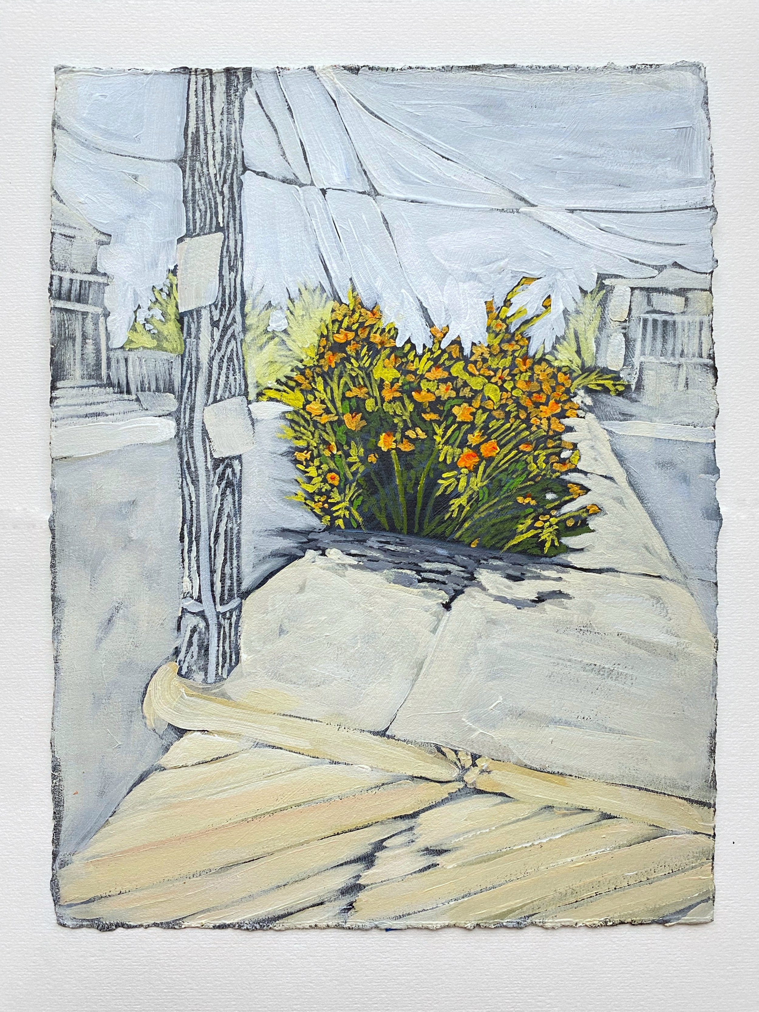 Alex Curley, Summer Sidewalk, Acrylic Painting on Cotton Paper, 11.5 inches x 8.5 inches, 2024.JPG