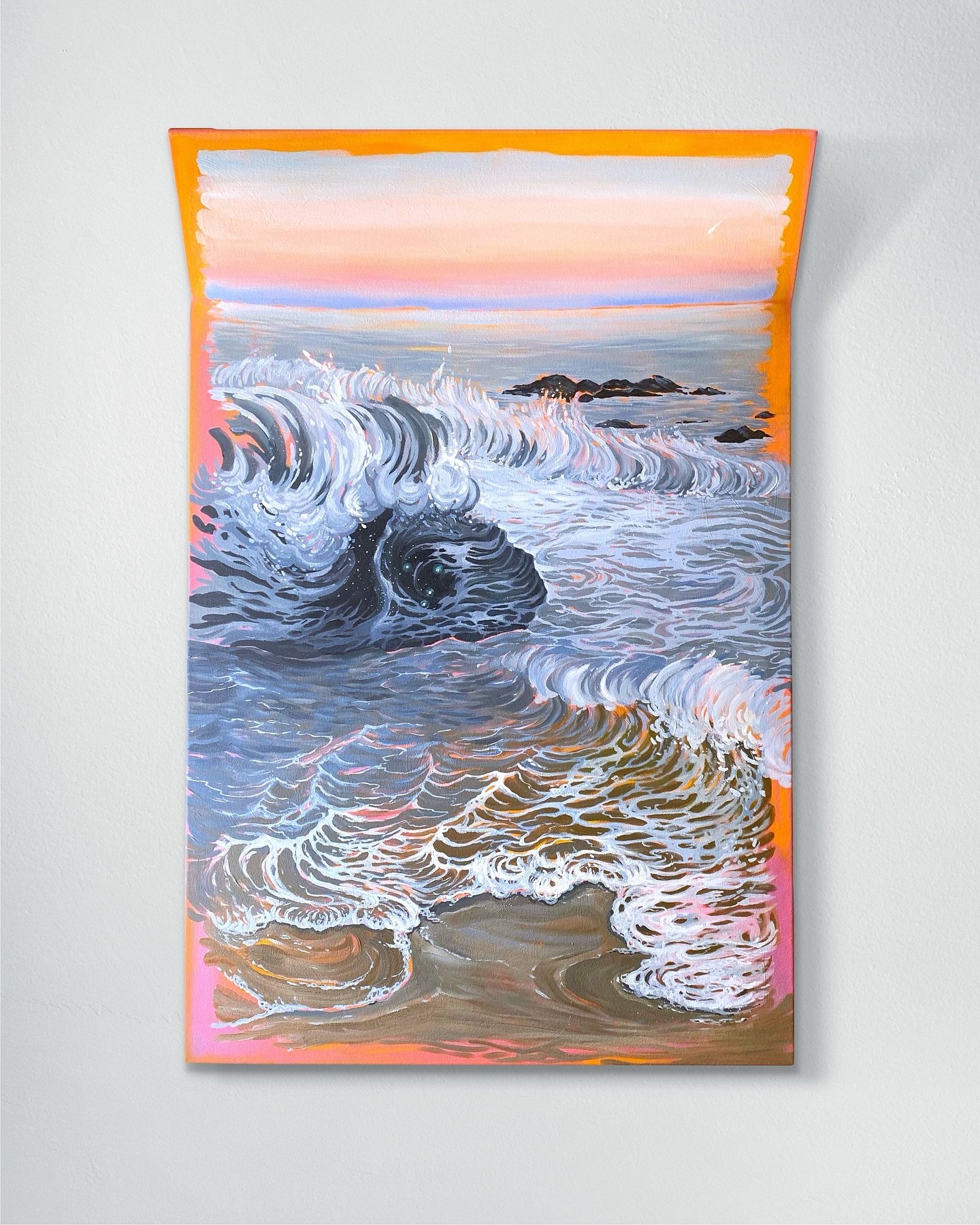 &ldquo;The Falling Star that Shaped the Sea&rdquo; ☄️ 36 x 24 x 4.5 inches, acrylic on shaped canvas, 2024. This painting is inspired by the origins of the Chesapeake Bay, when a meteorite collided with Earth millions of years ago, forming an impact 