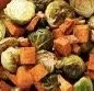 Air-Fried Sweet Potatoes and Brussels Sprouts with Balsamic Garlic Vinaigrette
