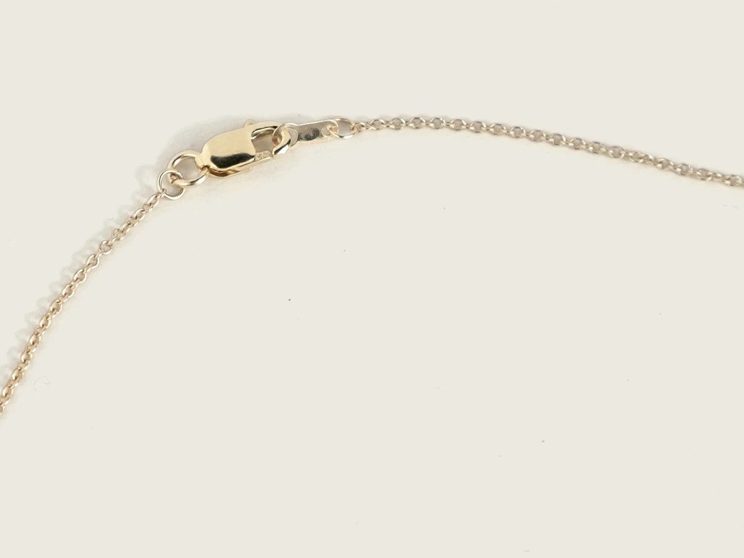 Close up of a lobster-style closure on the back of a necklace