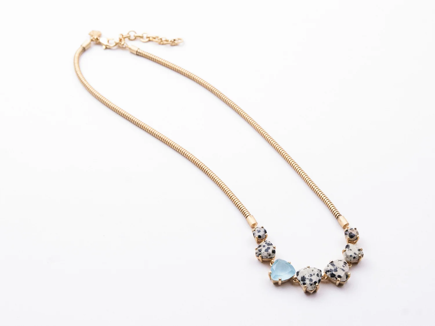 Willoughby Necklace in Dalmatian jasper and blue chalcedony by Sara Golden