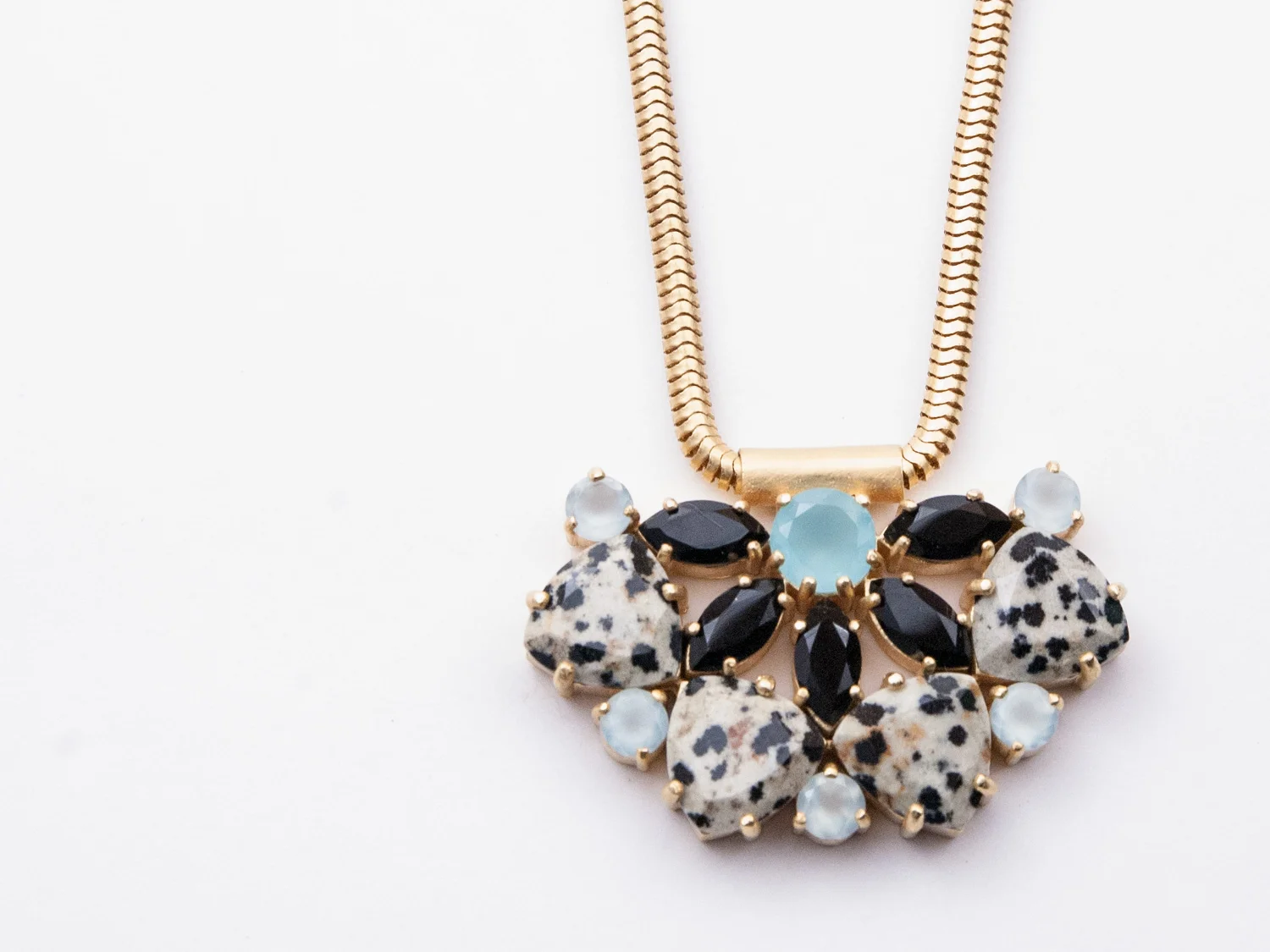 Ridgeline Pendant Necklace in Dalmatian jasper and blue chalcedony by Sara Golden