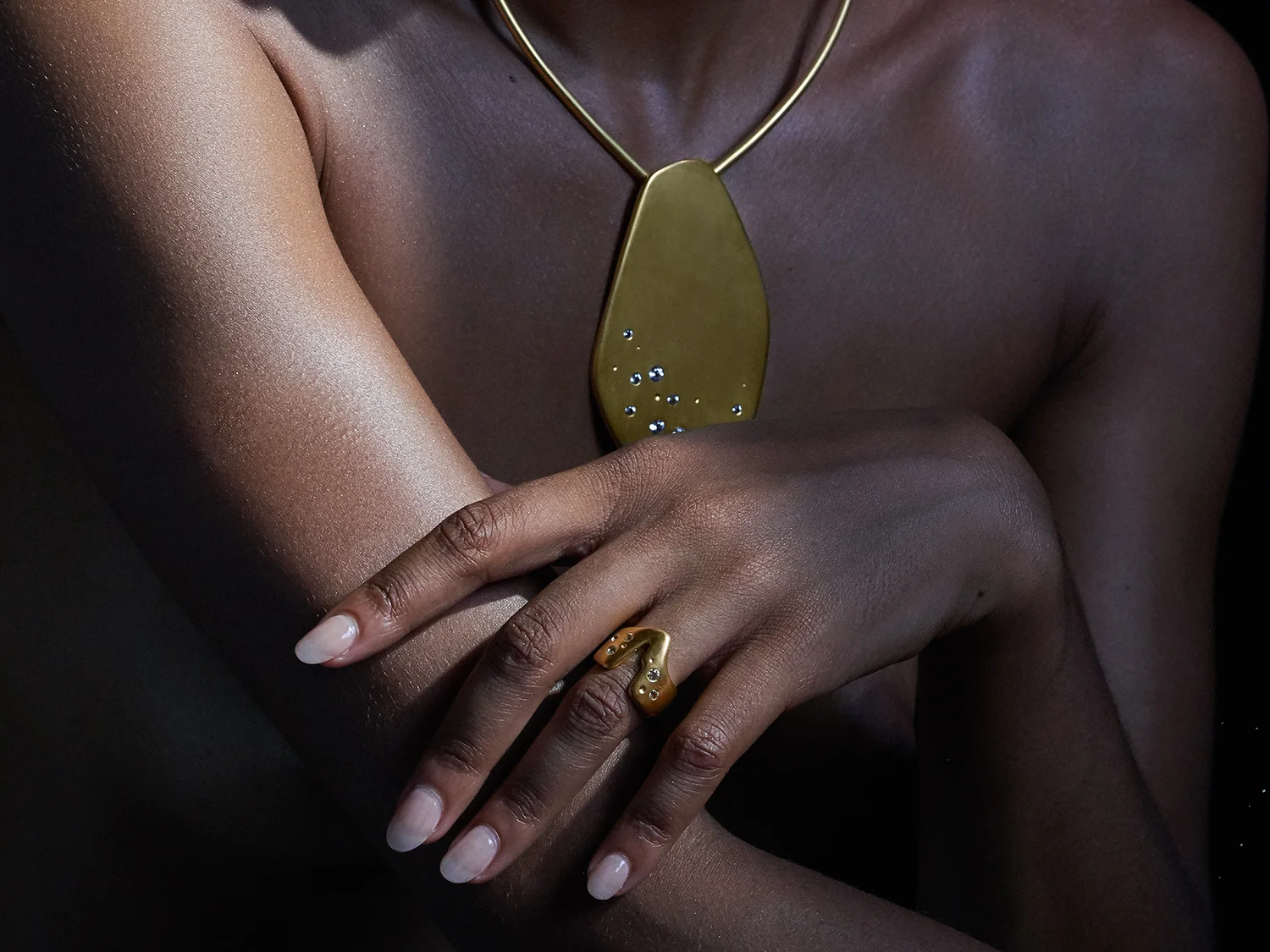 Galaxy Ring and Cosmos Necklace by Sara Golden Jewelry.