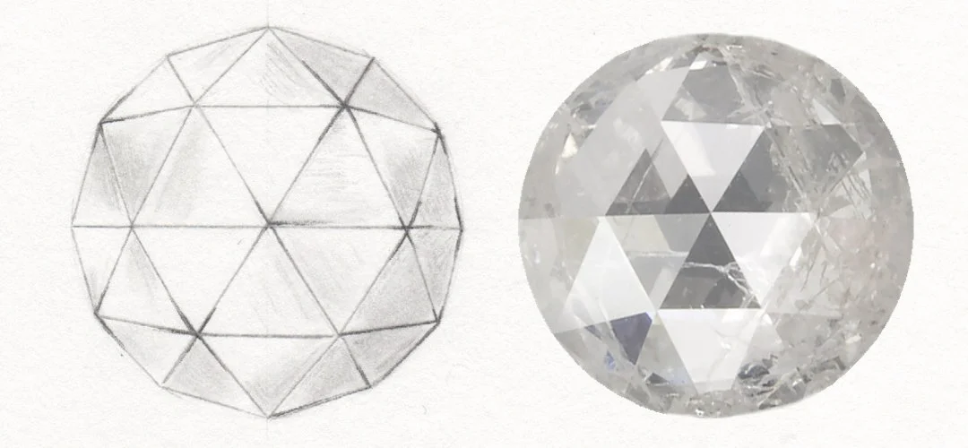 Rose cut illustration, via Erstwhile Jewelry’s “History of Diamond Cutting”