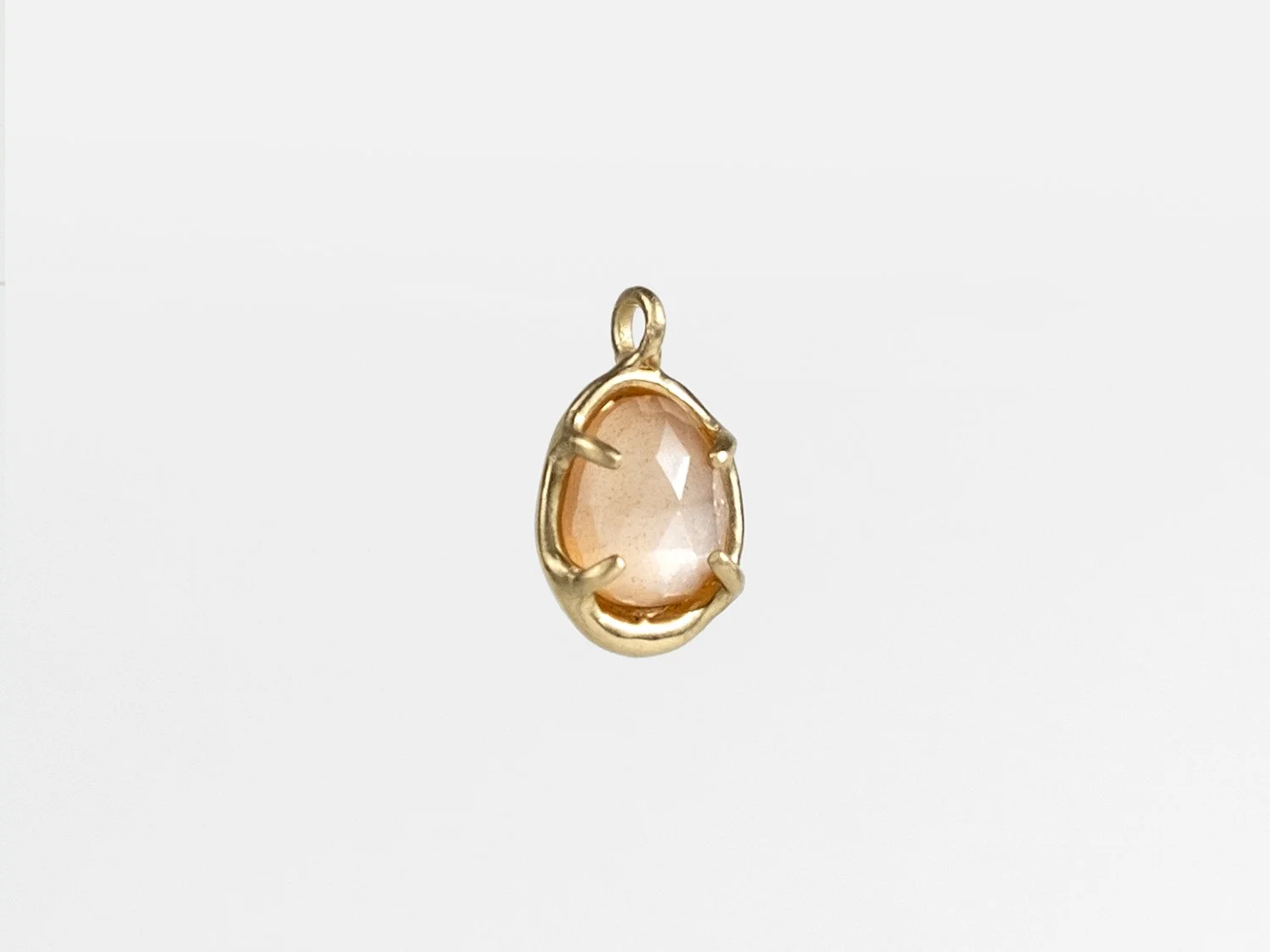 14k gold and peach moonstone charm