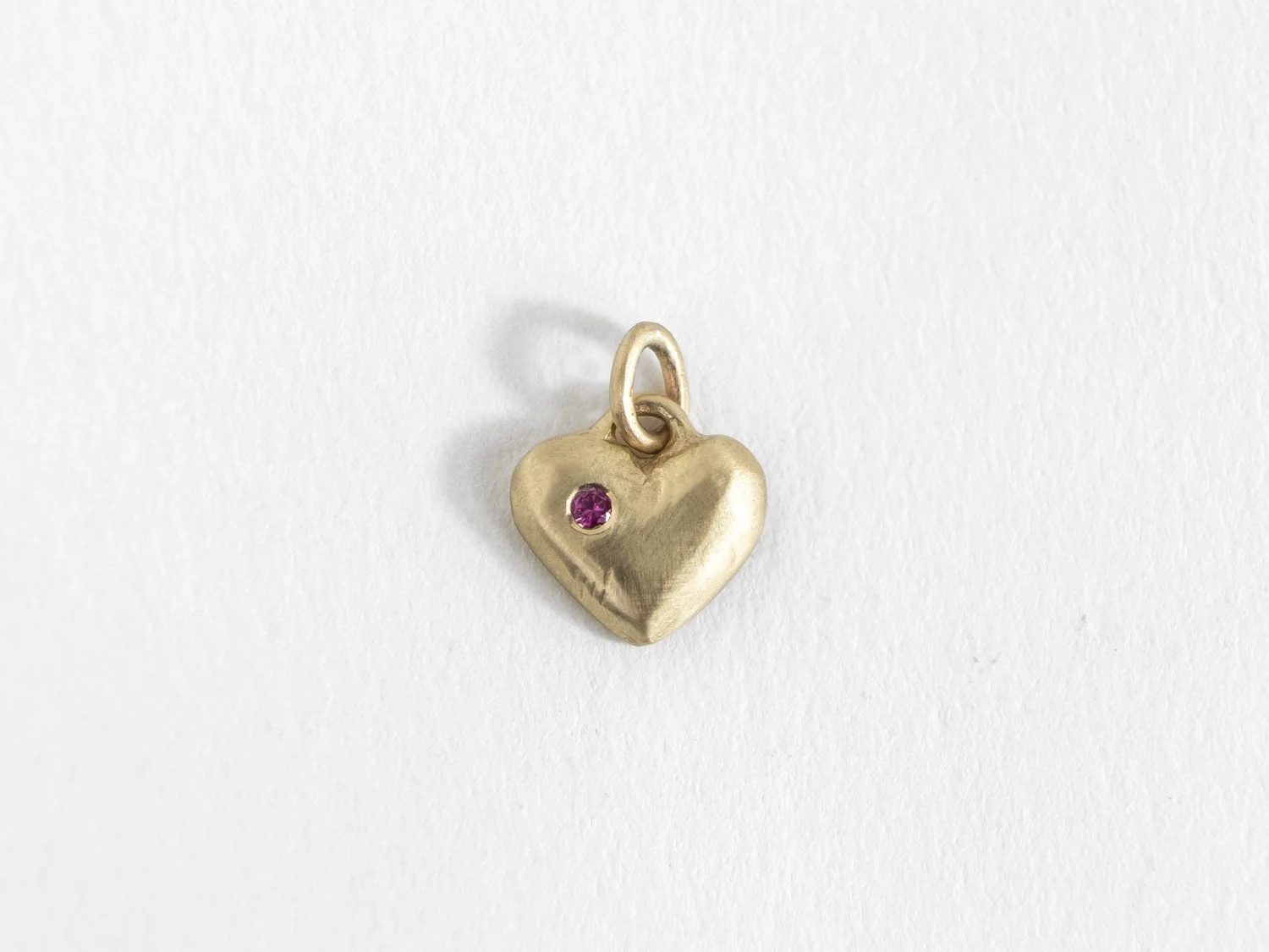 14k gold puffy heart charm with ruby