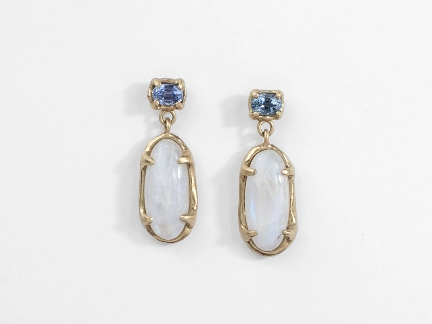 OOAK Sapphire & Moonstone Drop Earrings