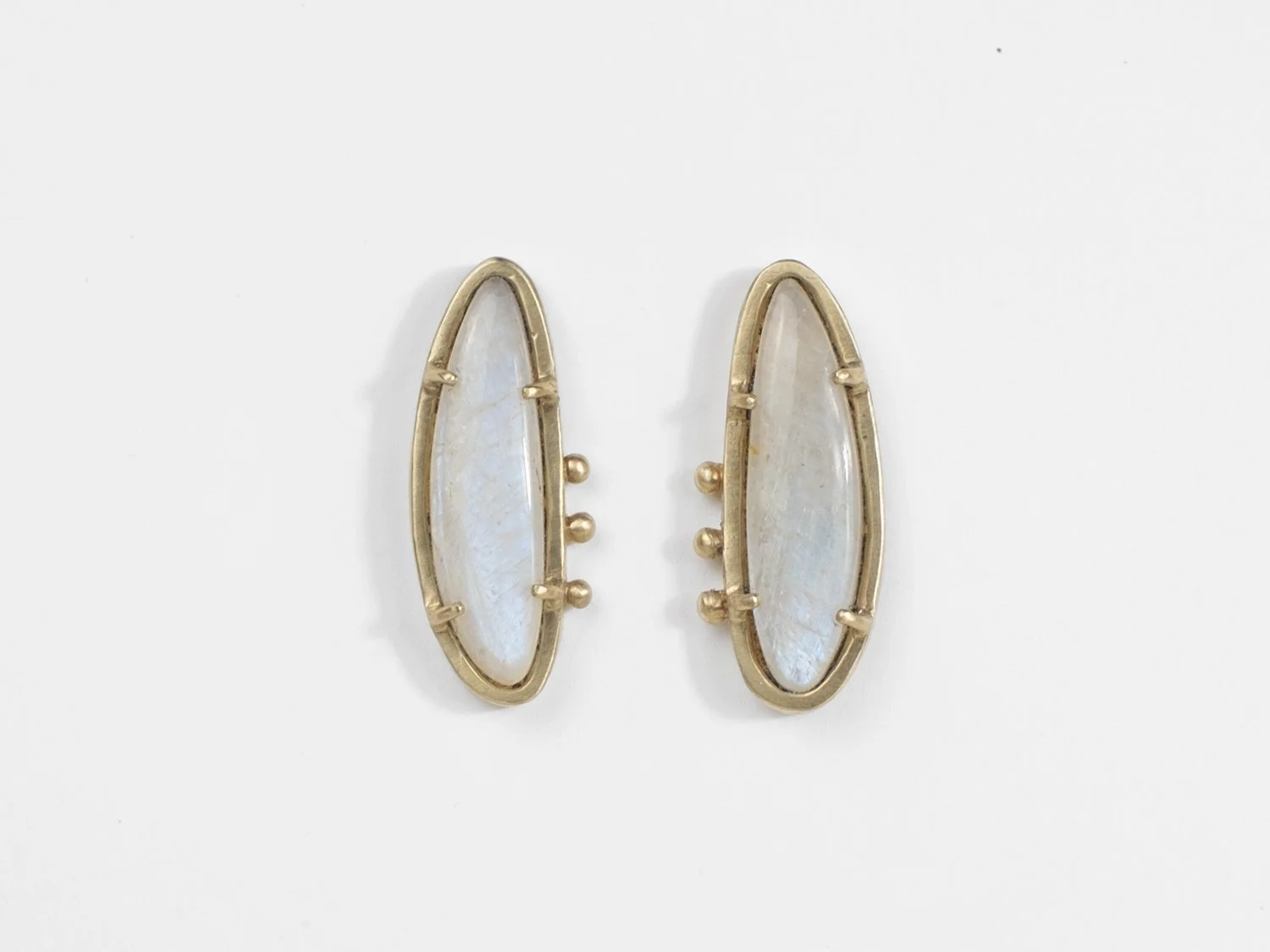 Mirrored Moonstone Stud Earrings in gold