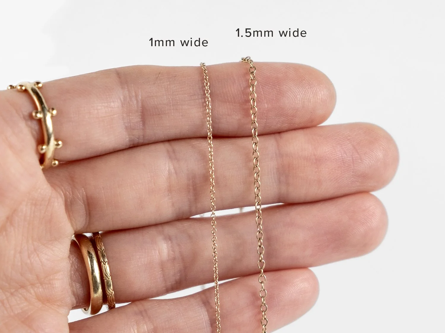 Solid 14k gold cable chain necklaces in 2 different widths (Copy)