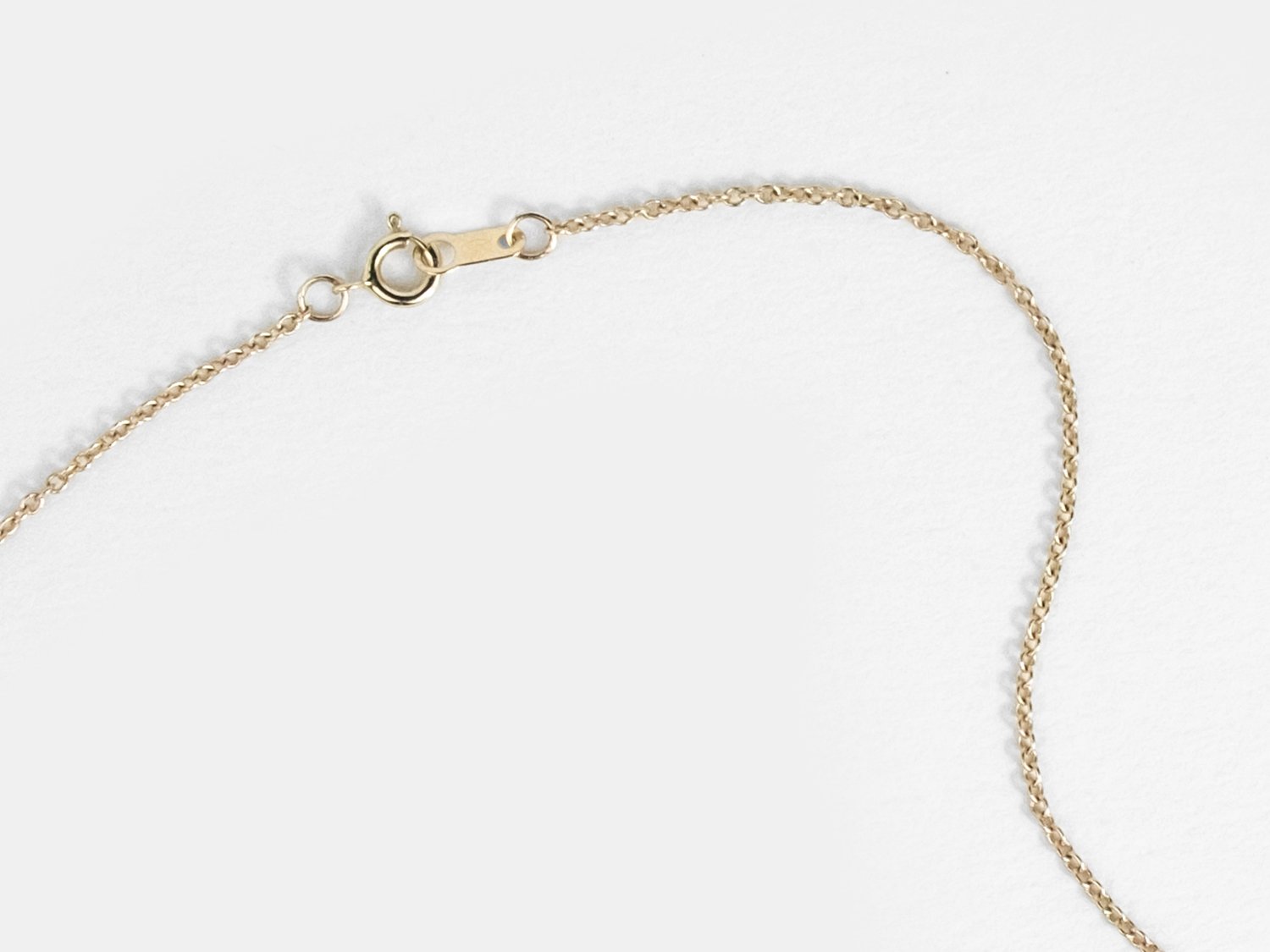 Spring ring closure on the back of a gold chain necklace